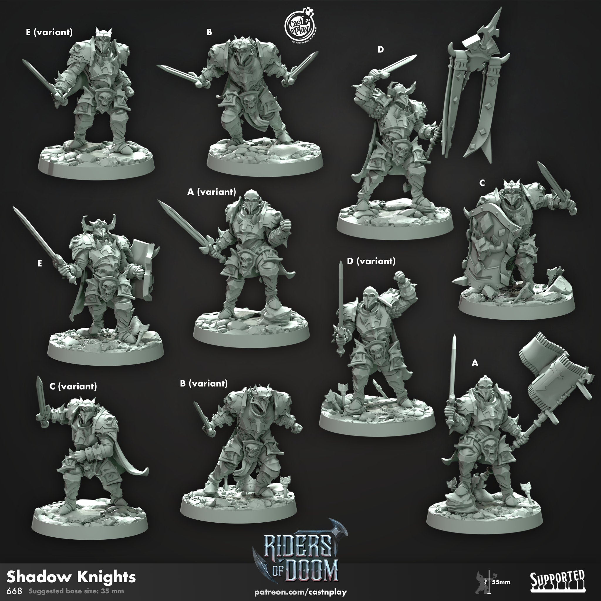 Shadow Knight Slave warriors Tabletop Fantasy Games 32mm Miniature D&D
