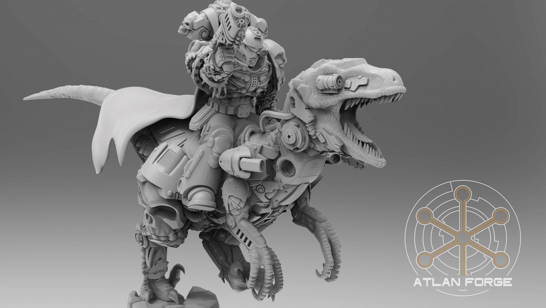 Cyber Velociraptor Riders 32mm sci-fi fantasy miniature for tabletop games grimdark RPGs dnd wargaming miniature dungeons and dragons