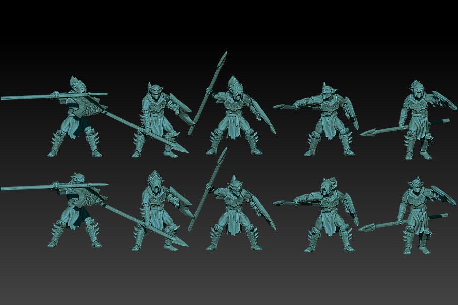 Deepmine goblins spearmen shield 28mm miniatures fantasy dungeons and dragons miniature wargaming miniatures tabletop dnd miniatures