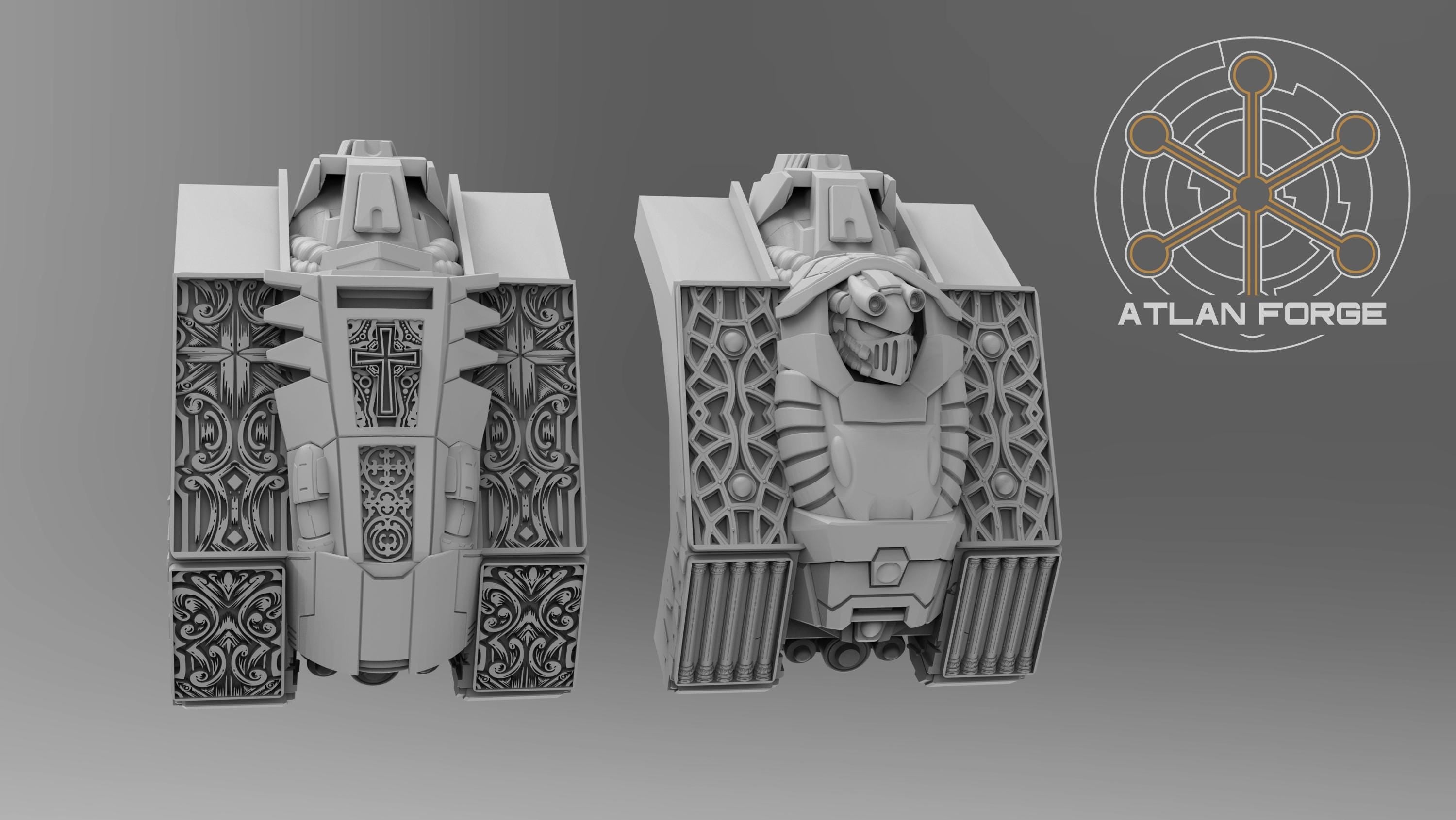 Templar Crusader Dreadnought 32mm sci-fi fantasy miniature for tabletop games grimdark RPGs dnd wargaming miniature dungeons and dragons
