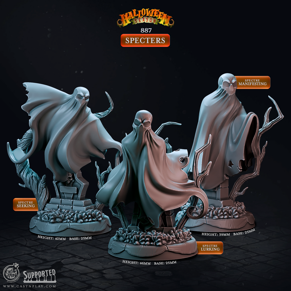 Specters – 3 Ghost & Spirit D&D Miniatures