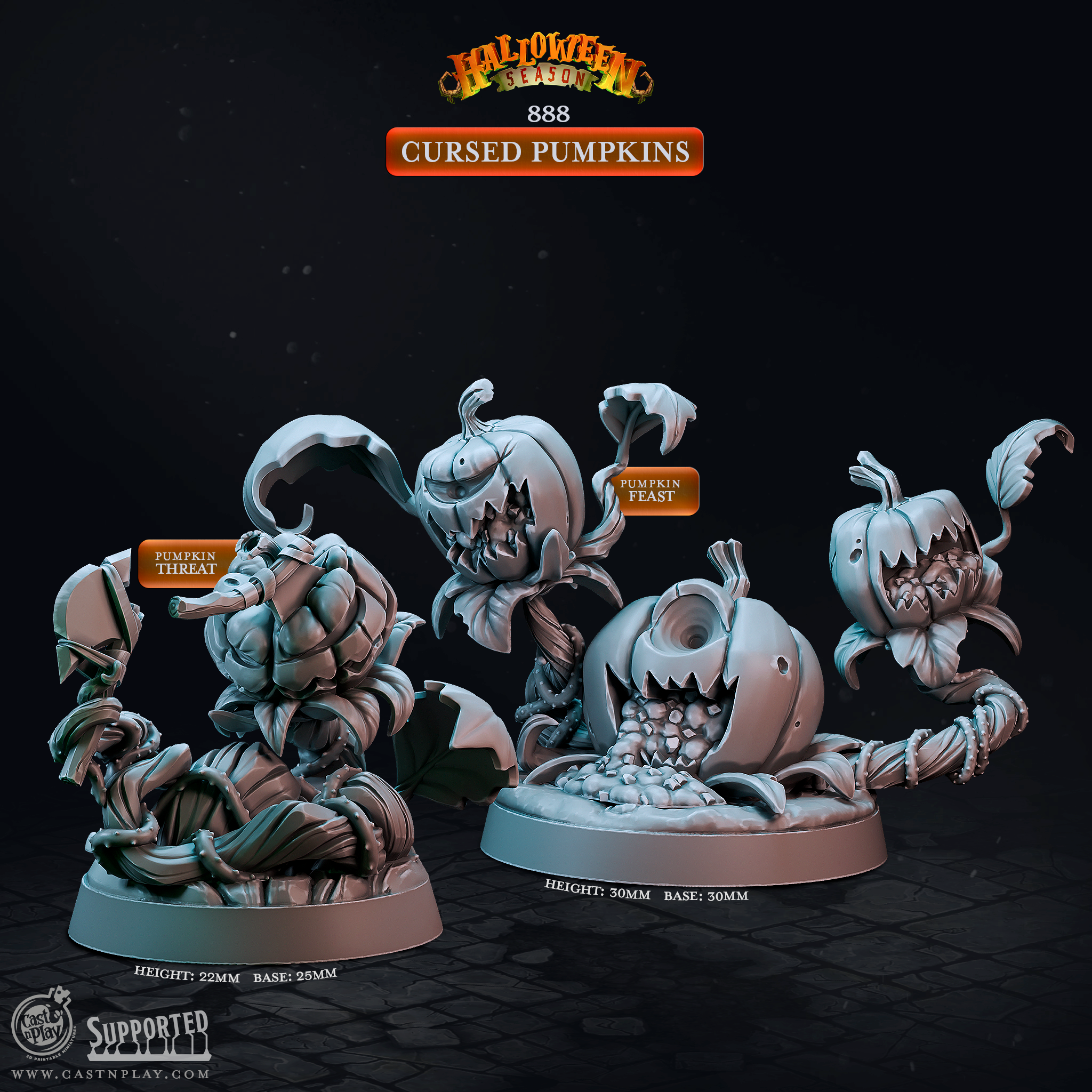Cursed Pumpkins – 2 Halloween Monster D&D Miniatures