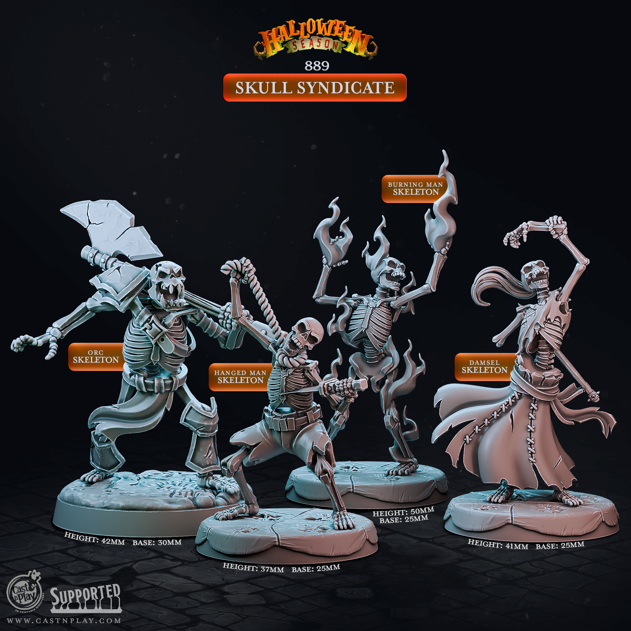Skull Syndicate – 4 Skeleton D&D Miniatures