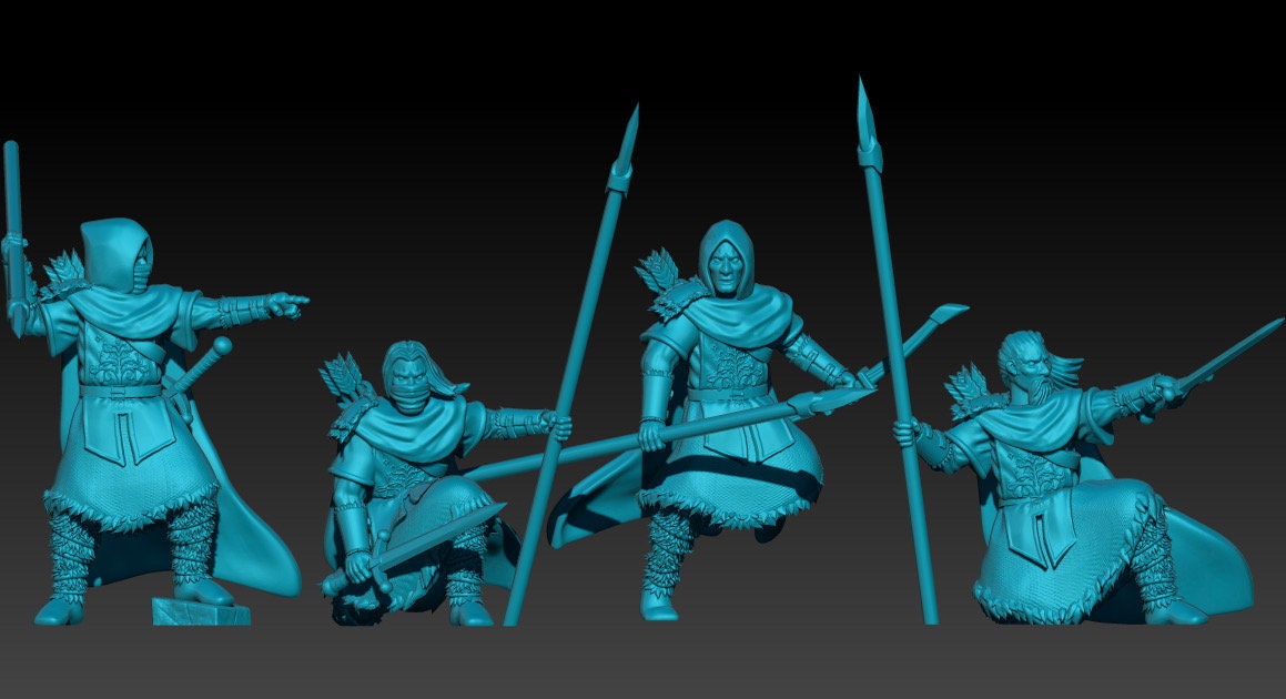 Northern Ranger spearmen 28mm miniatures dnd mini wargaming miniatures dungeon and dragons miniatures for painting fantasy miniatures