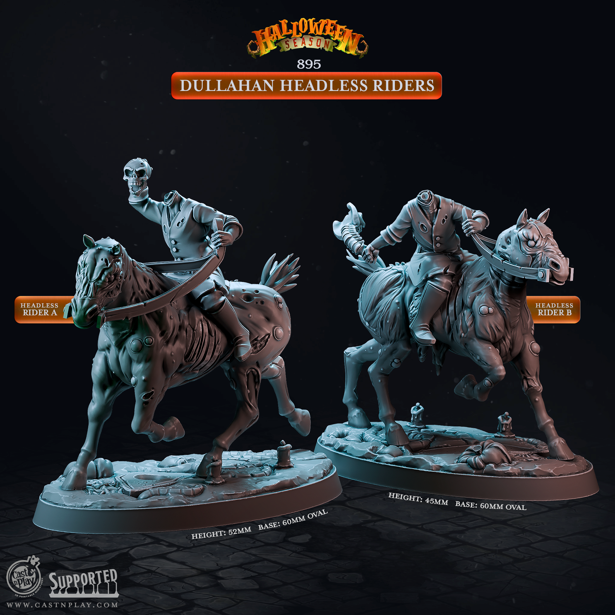 Dullahan Headless Riders – 2 Headless Horseman D&D Miniatures