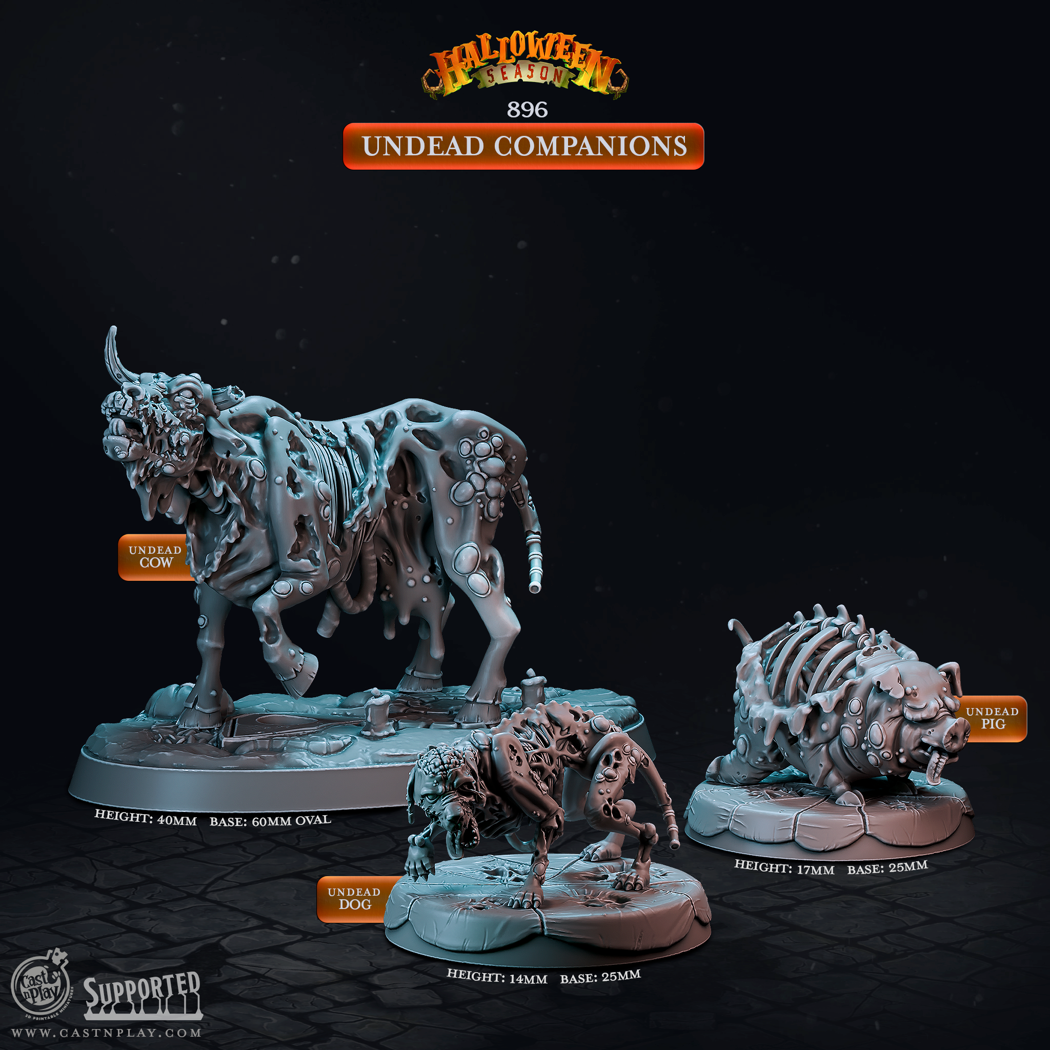 Undead Companions – 3 Undead Familiar D&D Miniatures