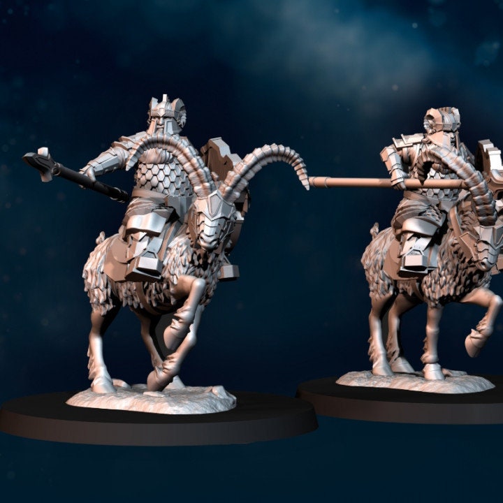 Dwarf Goat Riders 28mm Resin Miniatures – Fantasy Cavalry for DnD and Wargaming