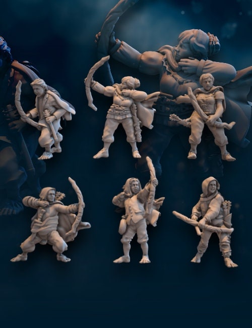 Halfmen Militia Archers 28mm dnd miniature dungeon and dragons fantasy wargaming miniature tabletop wargame miniature for painting