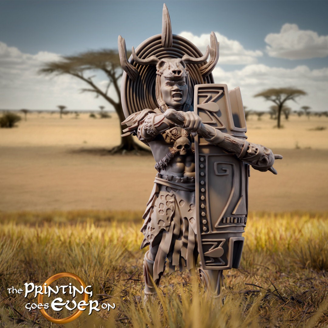 Tribal warleader 28mm miniatures dnd minis fantasy miniatures dungeons and dragons miniatures  wargaming miniatures tabletop wargames
