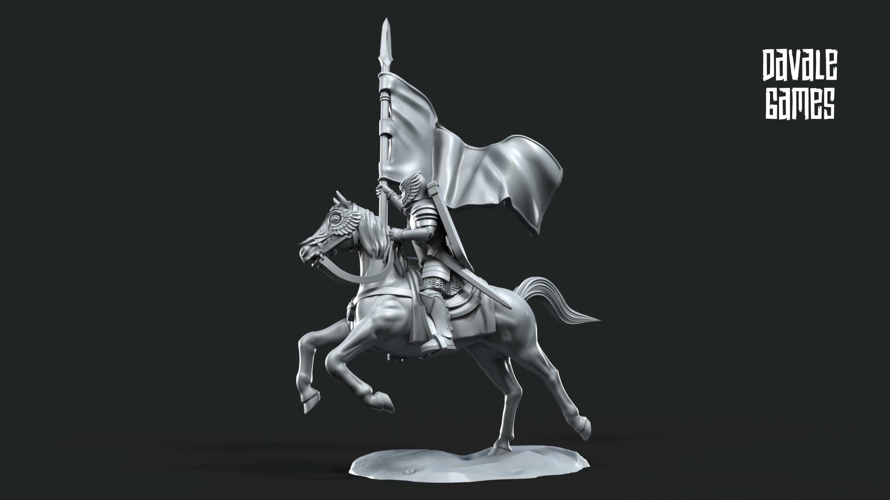 Grey Castle banner Mounted 28mm miniatures dnd minis fantasy miniatures dungeons and dragons painting wargaming miniatures tabletop