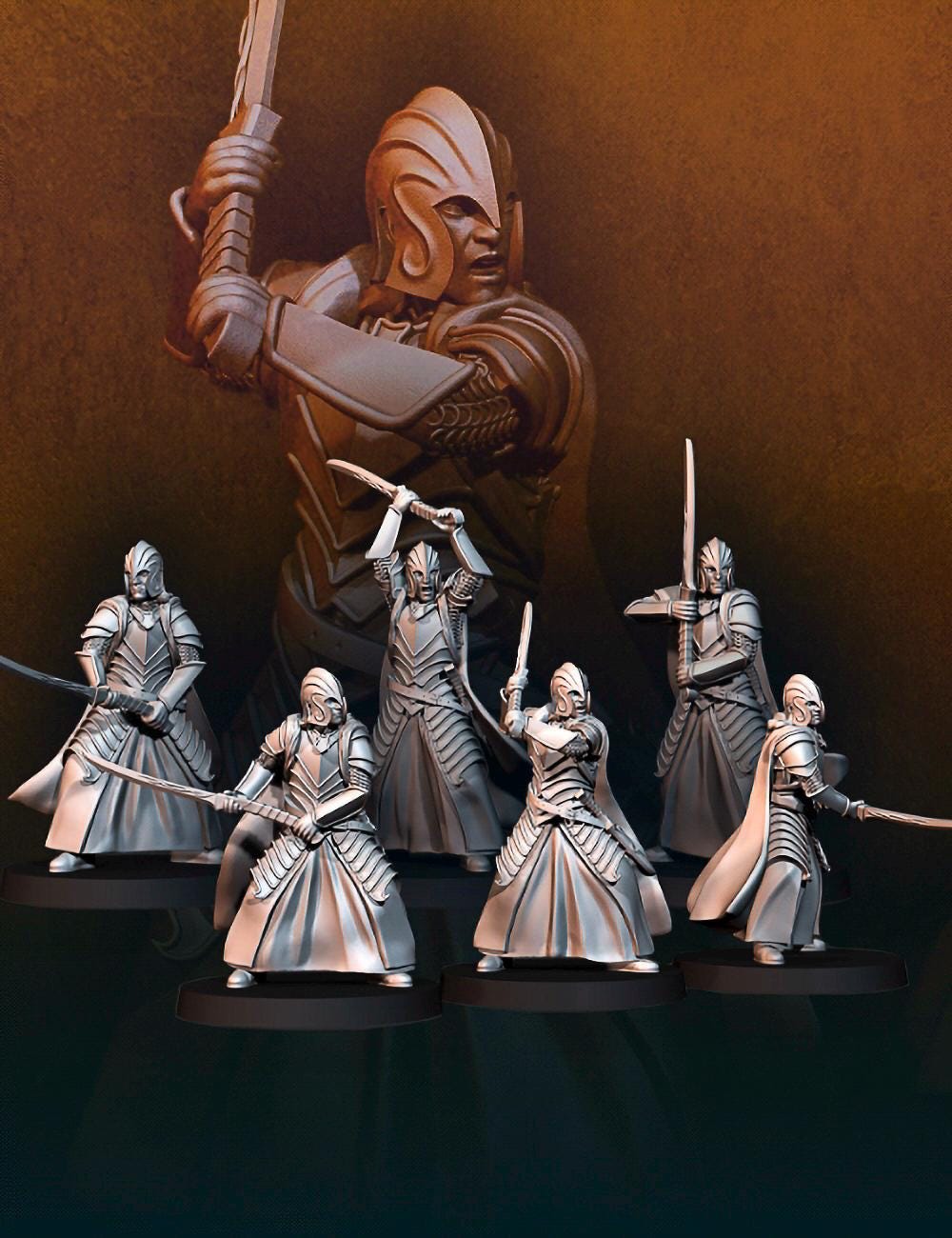 Elf swordmen 28mm miniatures dnd minis fantasy miniatures dungeons and dragons miniatures painting wargaming miniatures tabletop wargames