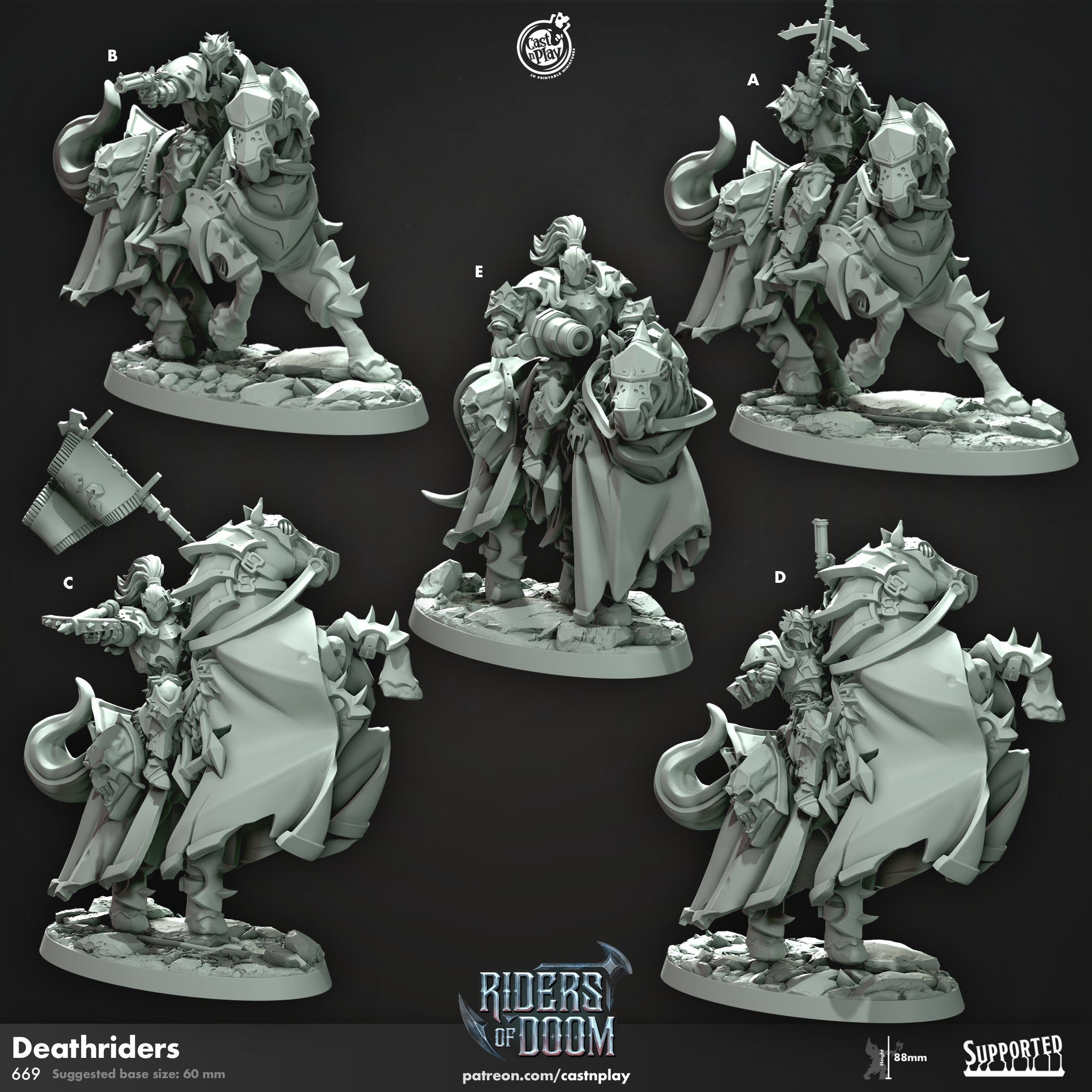 Deathriders Dark slave mounted warriors tabletop Fantasy Games 32mm