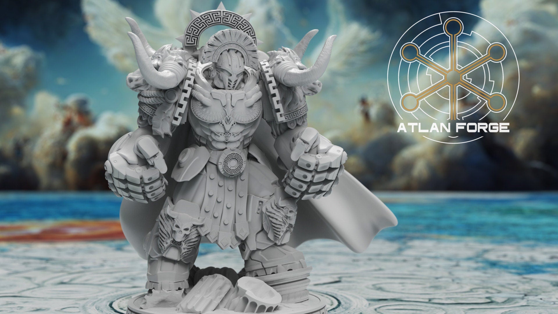 Minoan Aegis Captain 32mm Resin Miniature – Fantasy Leader for DnD and Wargaming