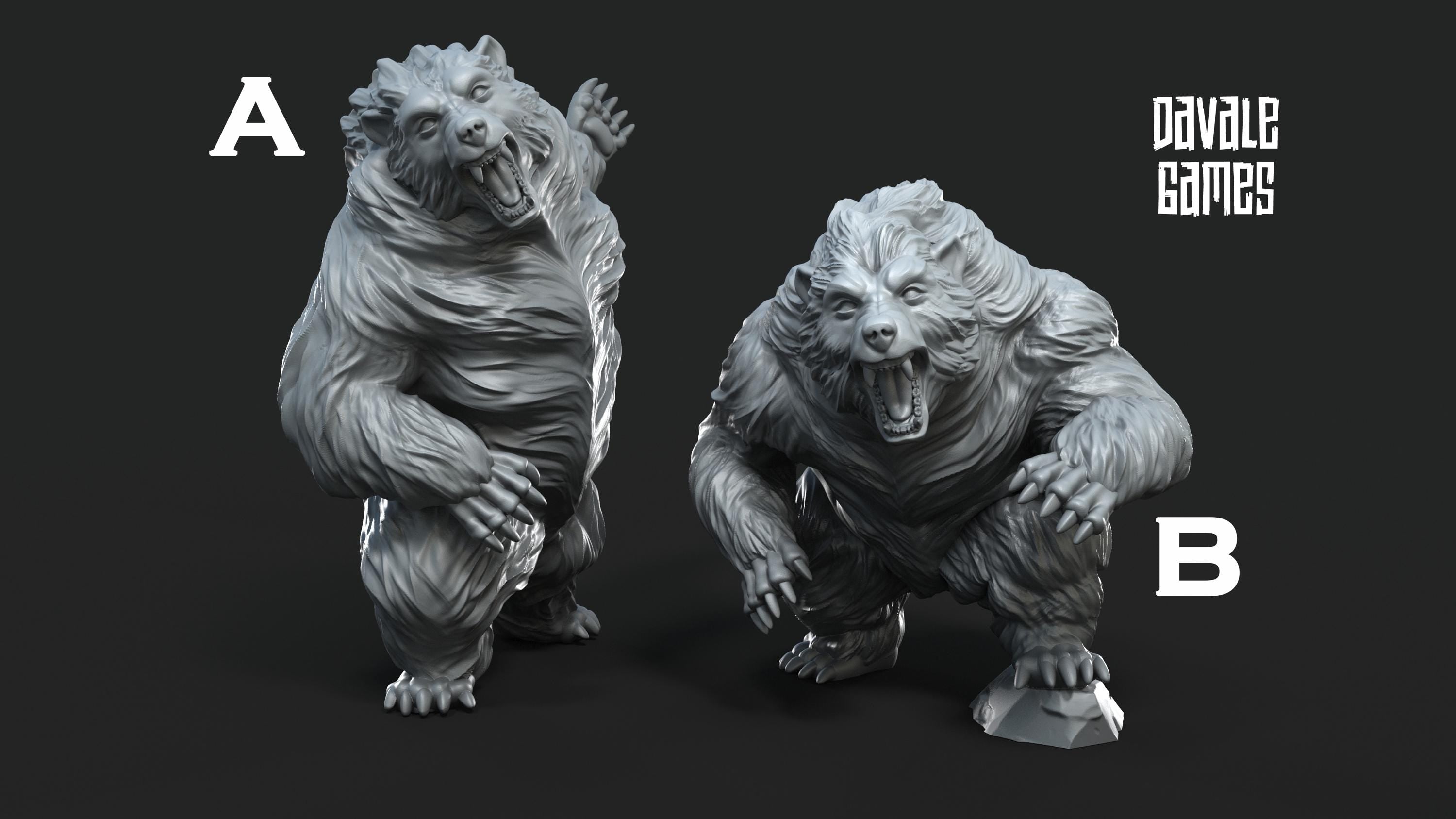 28mm Giant Bear Miniatures for DnD and Wargaming | Fantasy Figures for Painting & Fantasy Tabletop Gifts