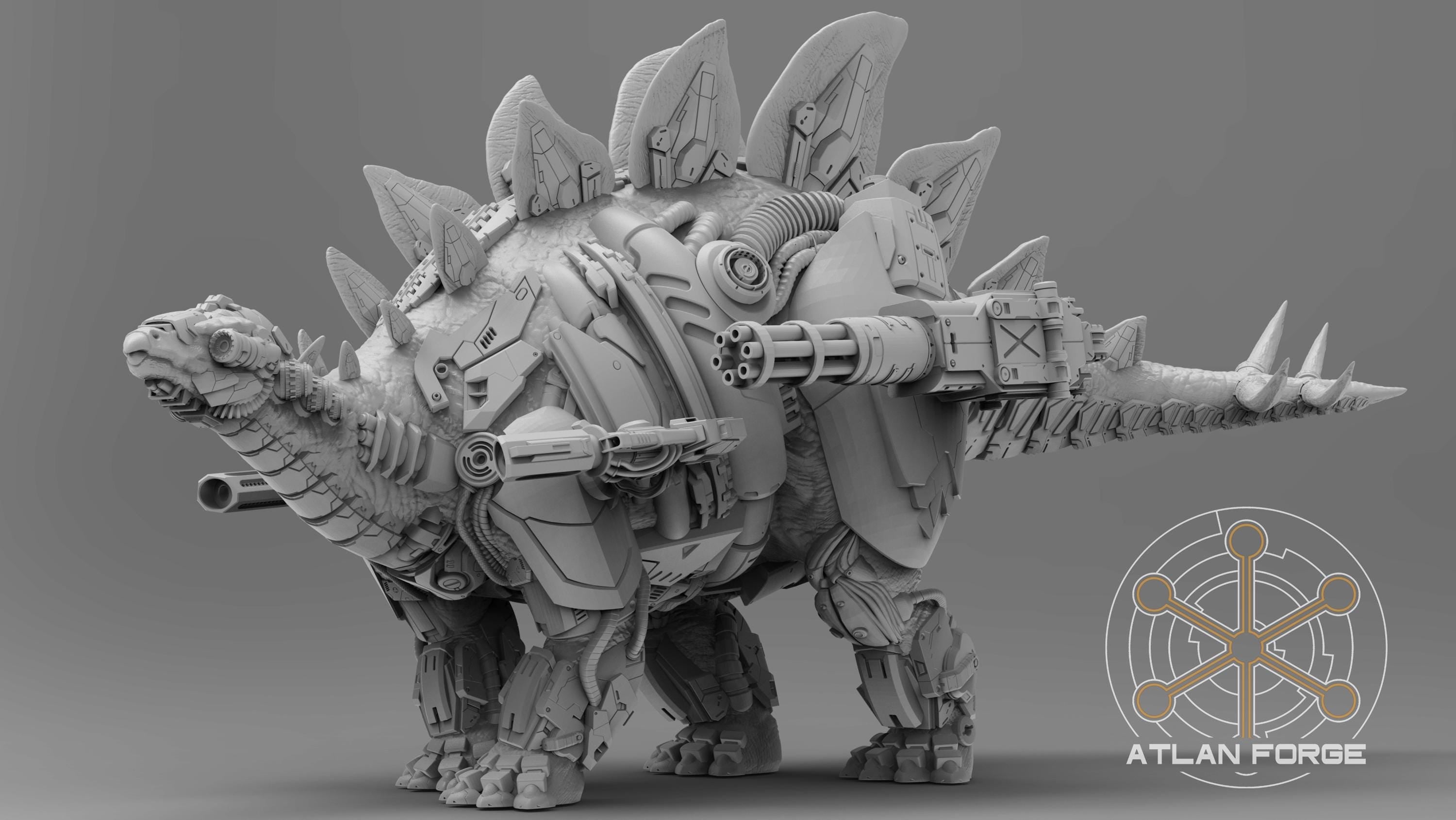 Cybernetic Stegosaur 32mm wargame fantasy miniature wargaming miniature dungeons and dragons painting RPG tabletop minis