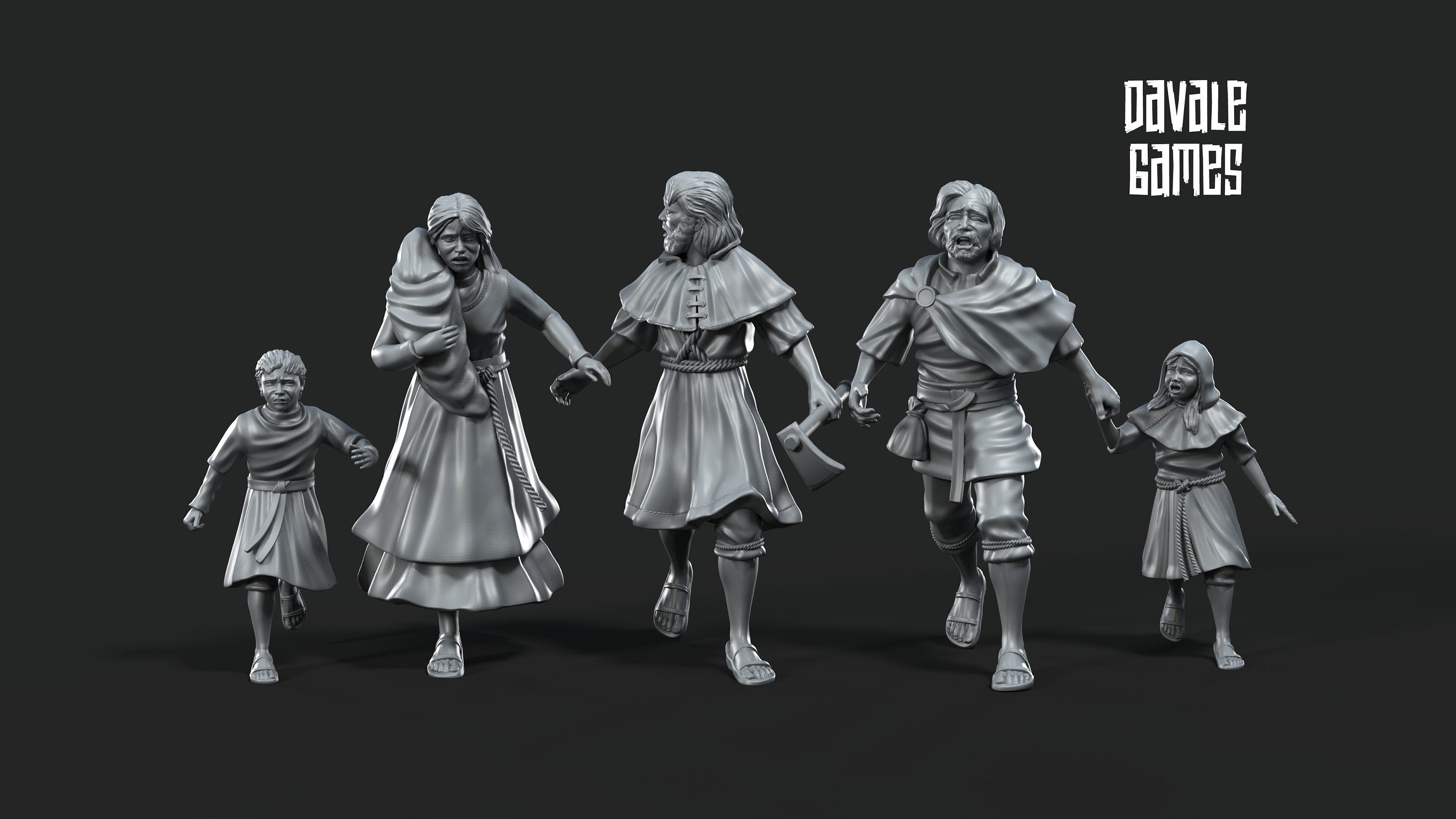 Fleeing Peasants Historical 28mm miniatures dnd minis  dungeons and dragons miniatures painting wargaming miniatures tabletop wargames gift