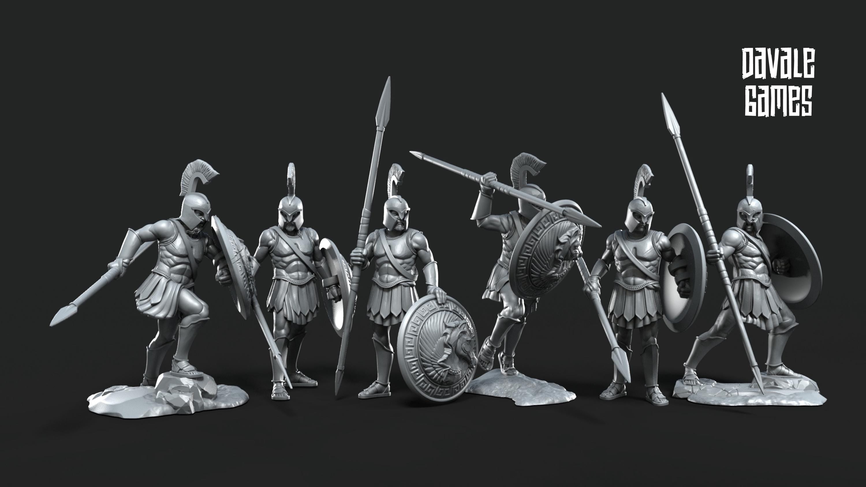 Roman Hoplitas Warriors with Spears 28mm Resin Miniatures – Fantasy Infantry for DnD and Wargaming