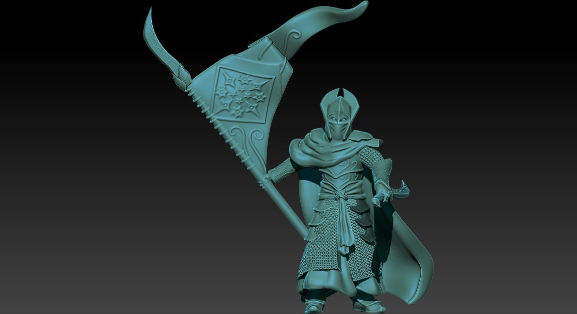 Oathbreaker Elves Banner and musician 28mm fantasy miniatures dnd pathfinder grimdark
