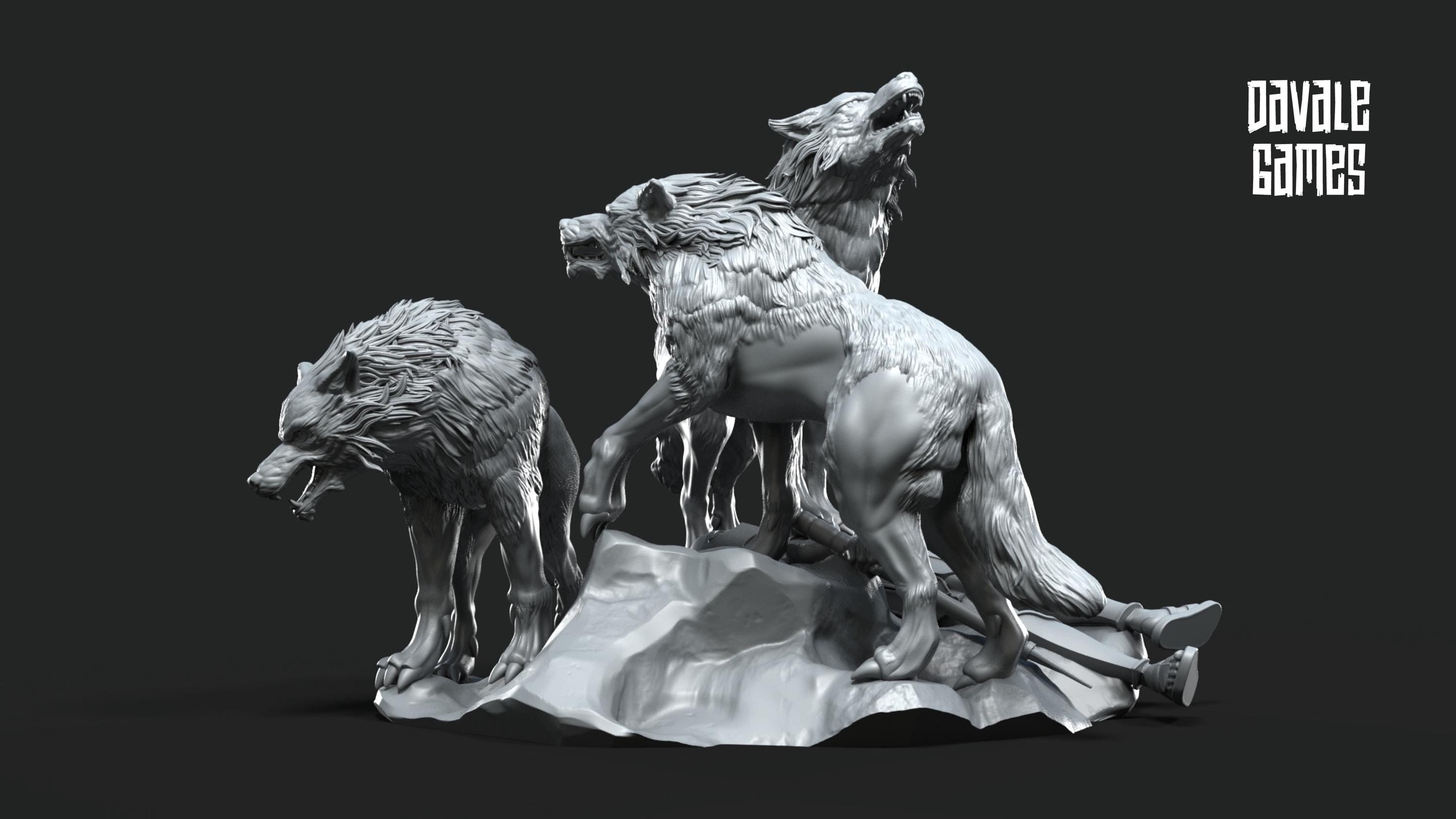 Fenrir Wolf Litter of Odin 28mm miniatures dnd minis fantasy miniatures dungeons and dragons painting wargaming miniatures tabletop