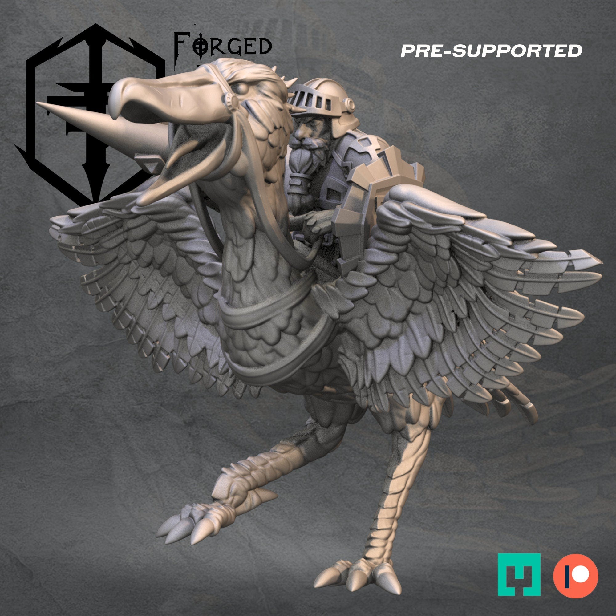 Dwarf Shoebill Riders, Dwarves Fantasy Wargaming Lance Cavalry Unit Miniatures