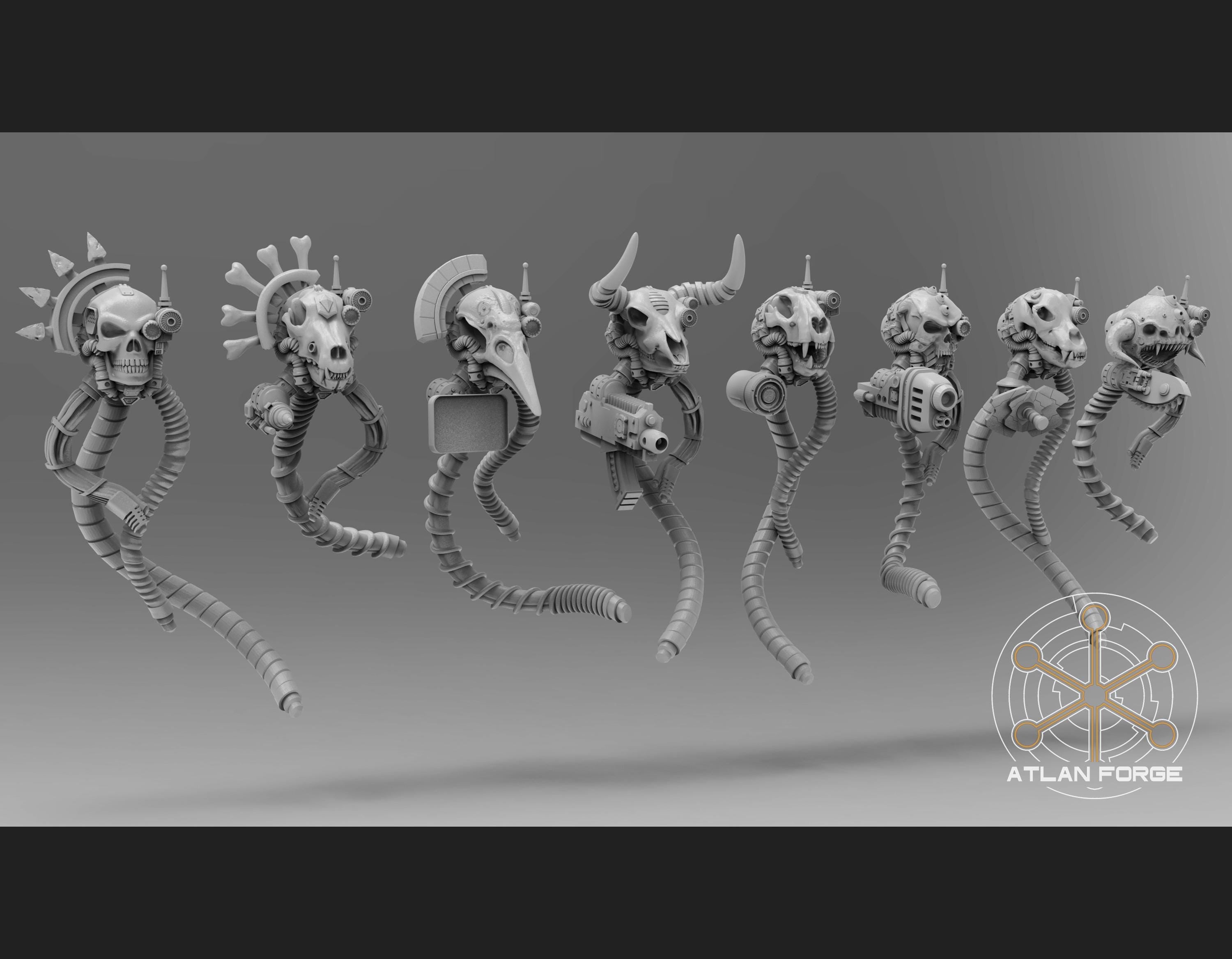 Skull Drones 32mm scale sci-fi fantasy for tabletop games grimdark RPGs dnd wargaming miniature dungeons and dragons