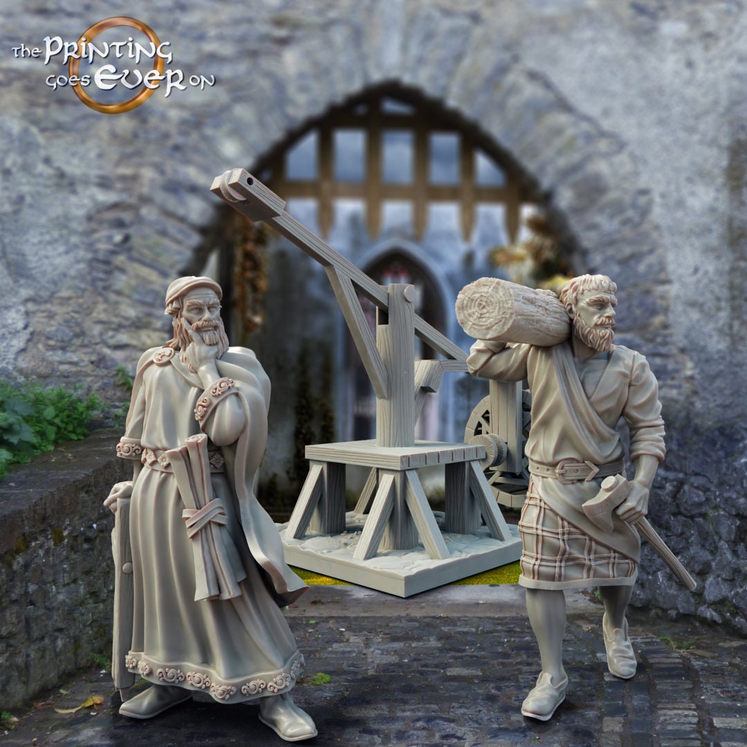 Medieval Building Crew and Crane 28mm dnd dungeon and dragons fantasy wargaming scatter terrain Pathfinder tabletop games