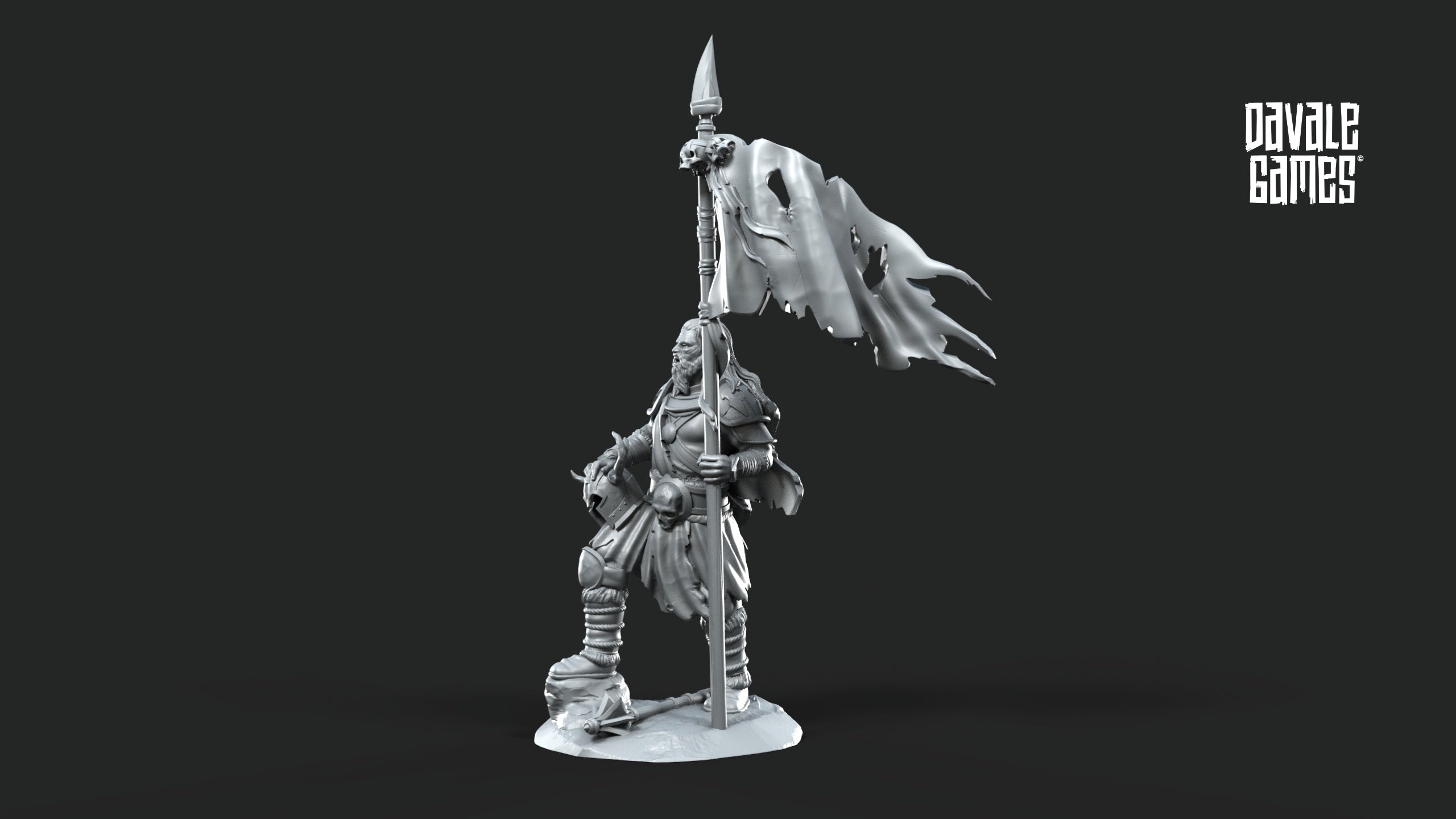 Khalum Banner Bearer 28mm Resin Miniature – Fantasy Standard Bearer for Wargaming