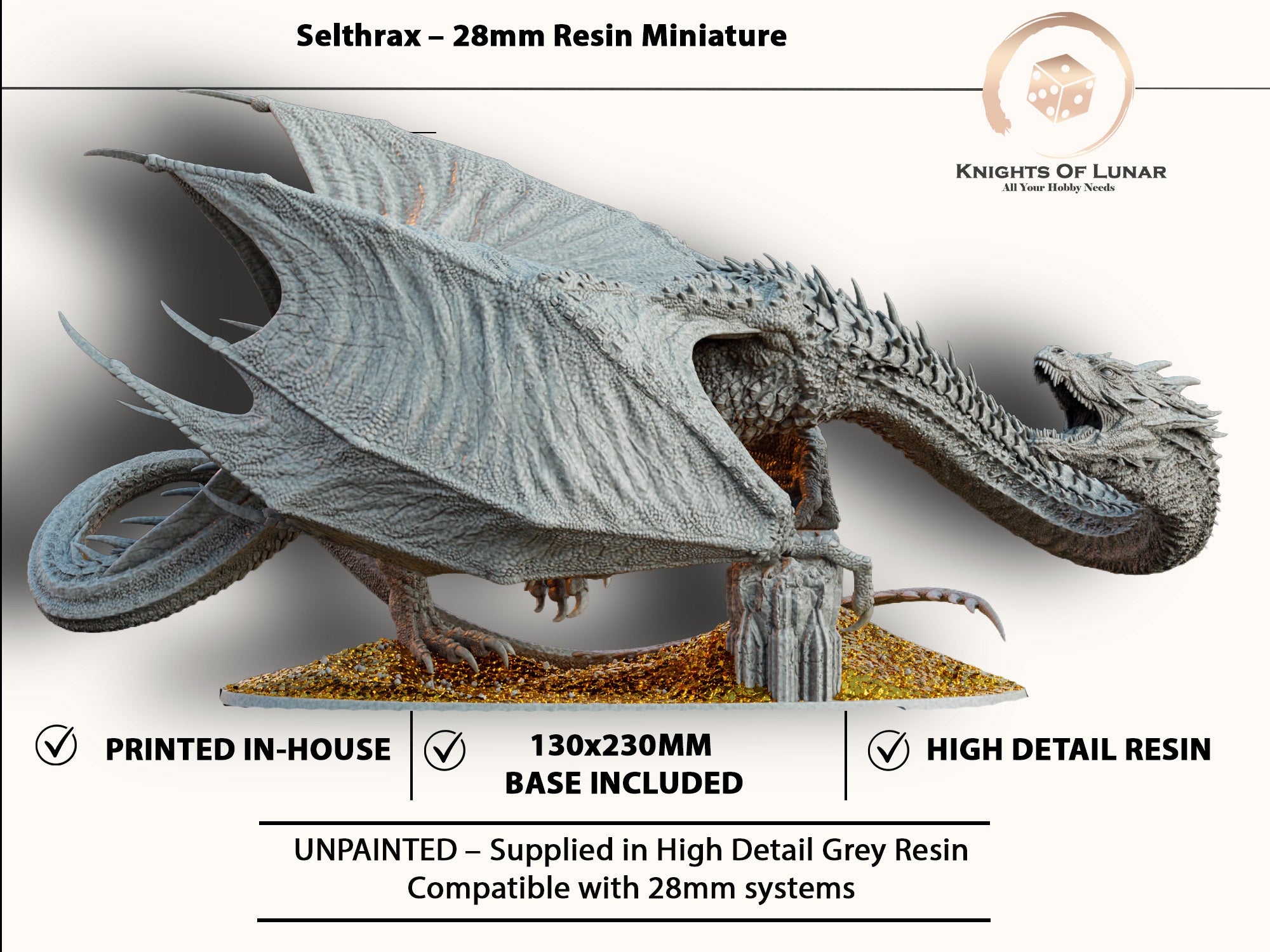 Selthrax Gargantuan Dragon 28mm Resin Miniature – Fantasy Dragon for DnD and Wargaming