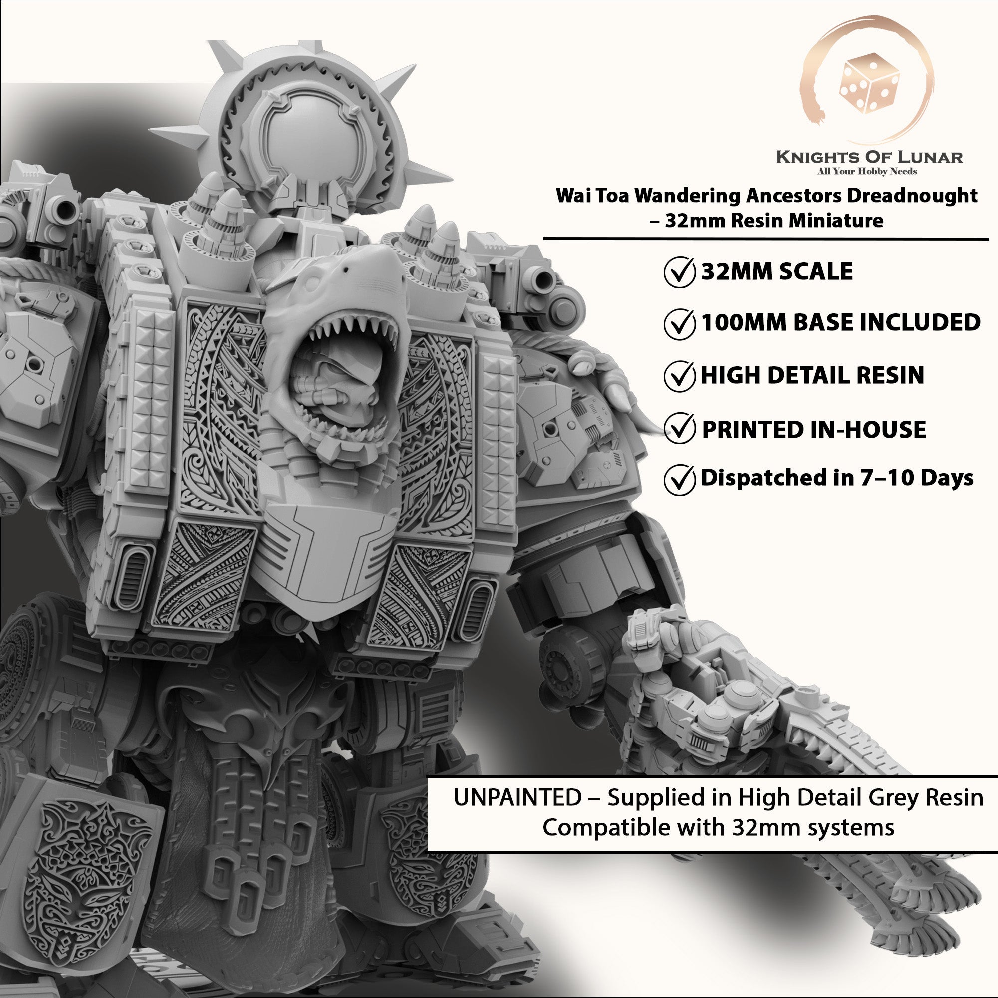 Wai Toa Wandering Ancestors Dreadnought 32mm Resin Miniature – Fantasy Wargaming Model for DnD