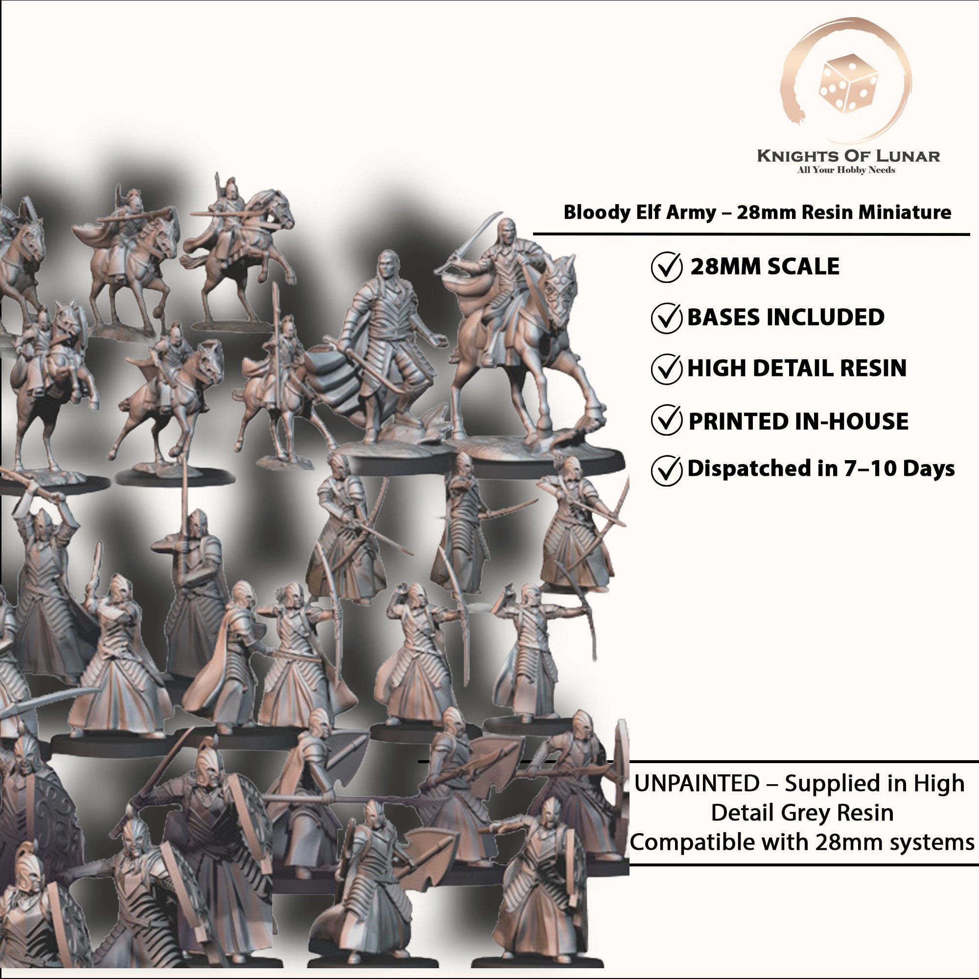 High Elf Army Box Set 28mm Resin Miniatures – Fantasy DnD and Wargaming Army Set