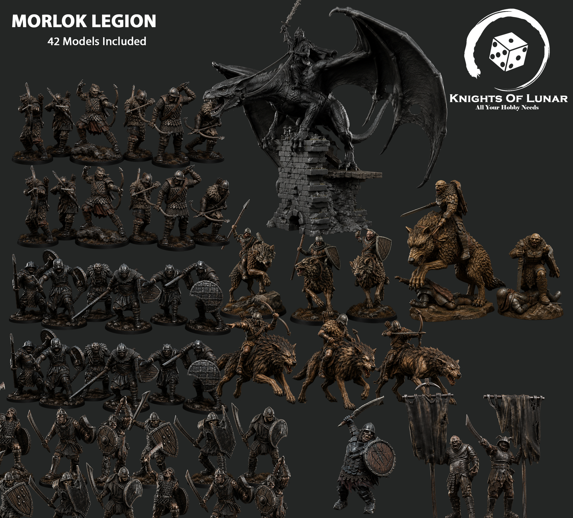 Dark City of Morlok Legion 28mm Resin Miniatures – Fantasy Orc Army for DnD and Wargaming