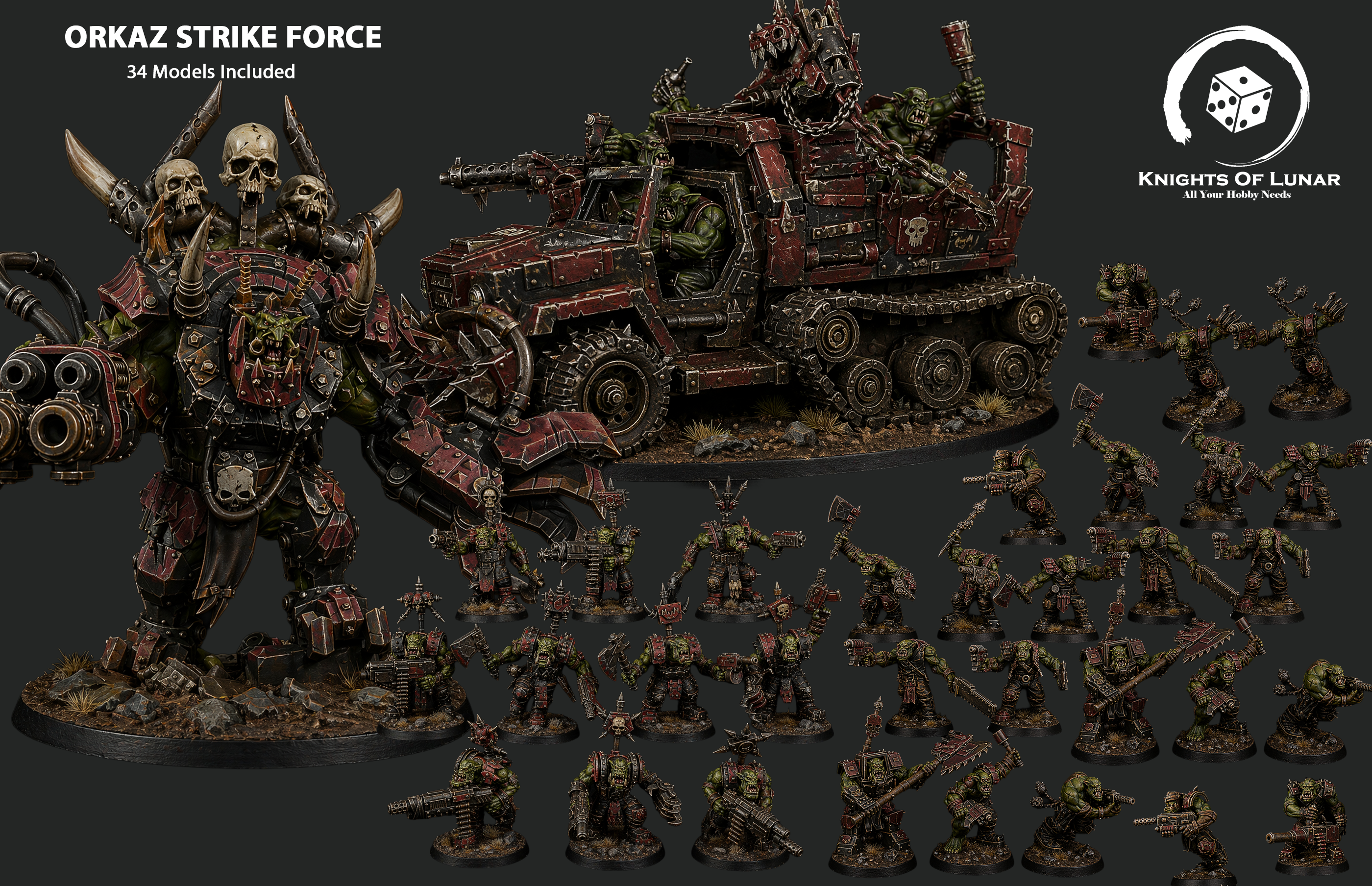 Orkaz Strike Force 32mm Resin Miniatures – Grimdark Sci Fi Orc Army for Wargaming