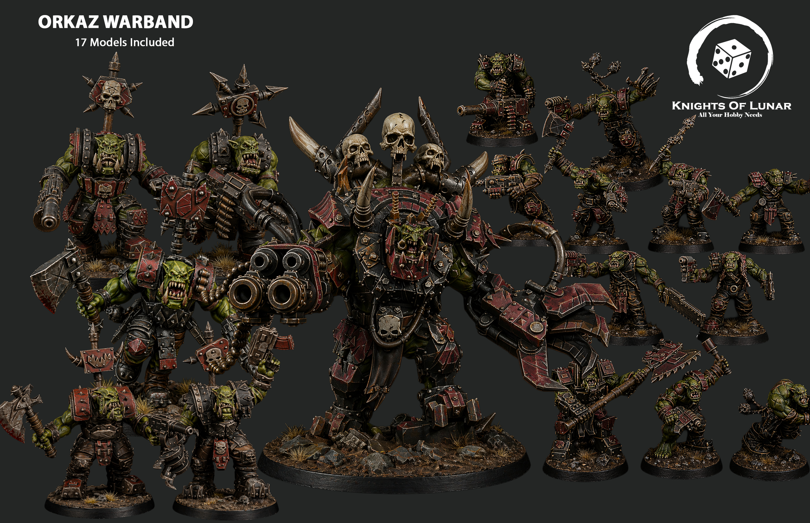 Orkaz Warband 32mm Resin Miniatures – Grimdark Sci Fi Orc Army for Wargaming