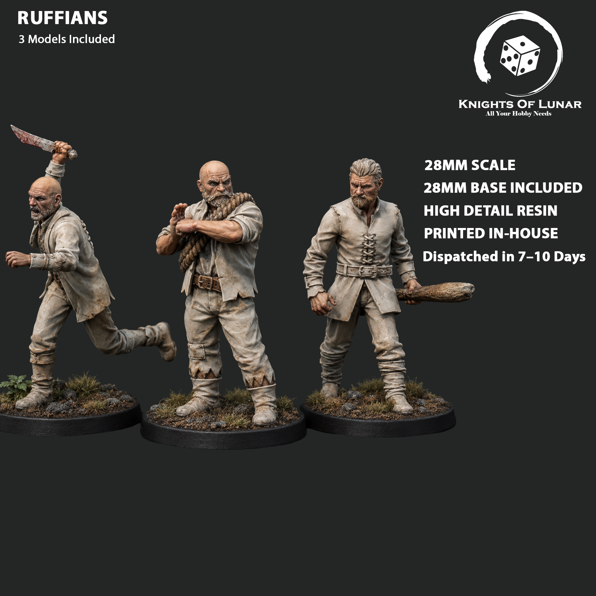 Ruffians 28mm Resin Miniatures – Fantasy Bandits for DnD and Wargaming