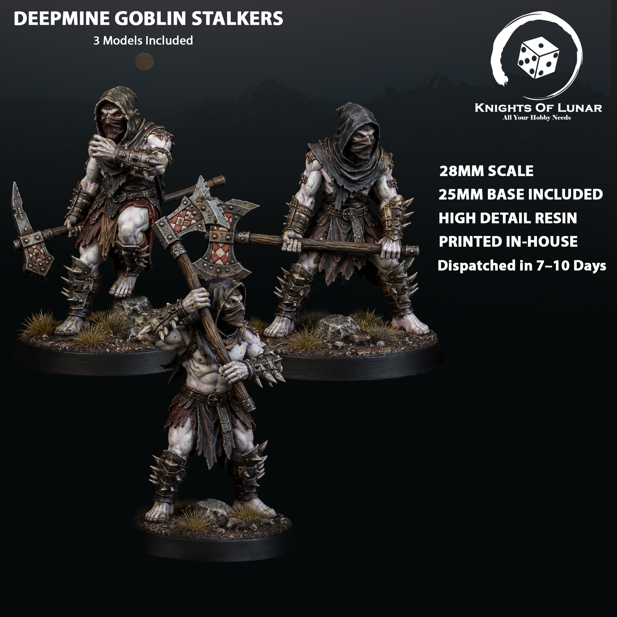 Deepmine Goblin Stalkers 28mm Resin Miniatures – Fantasy Goblins for DnD and Wargaming
