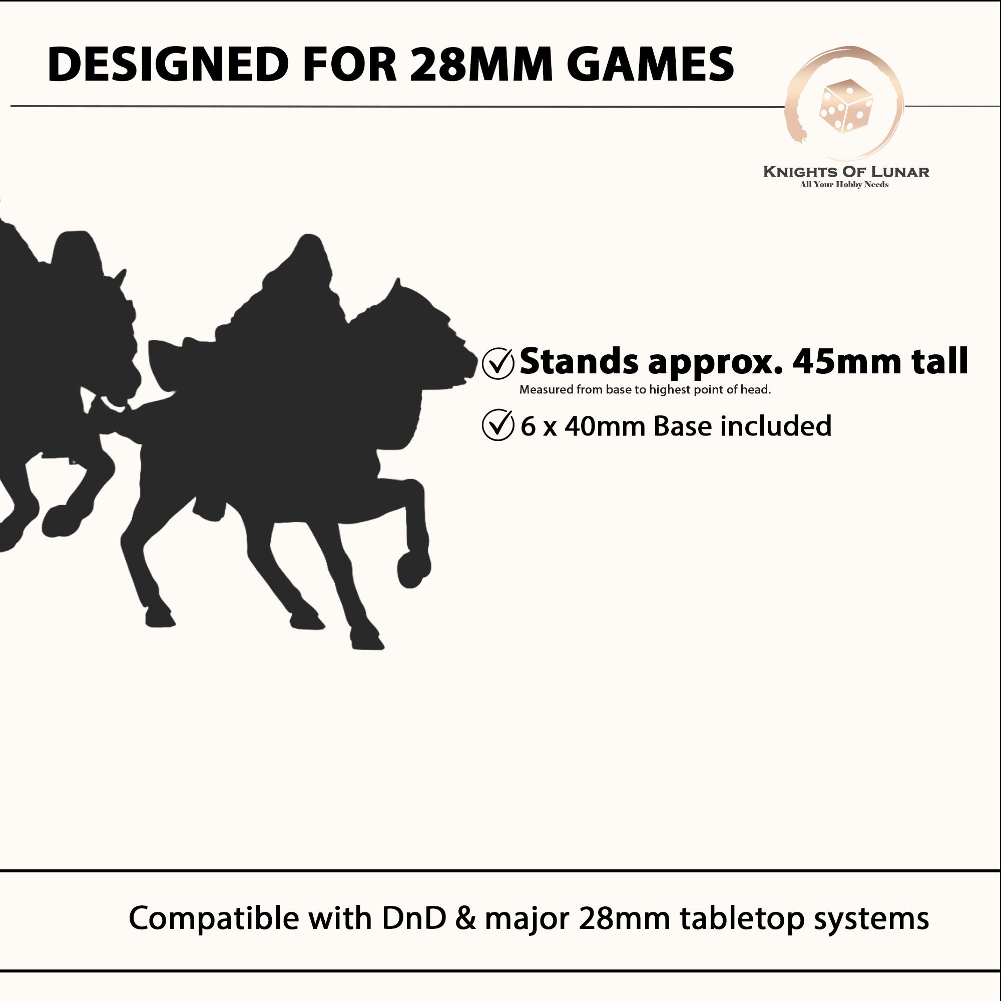 Mounted Royal Guard 28mm Resin Miniatures – Elite Fantasy Cavalry for DnD and Wargaming