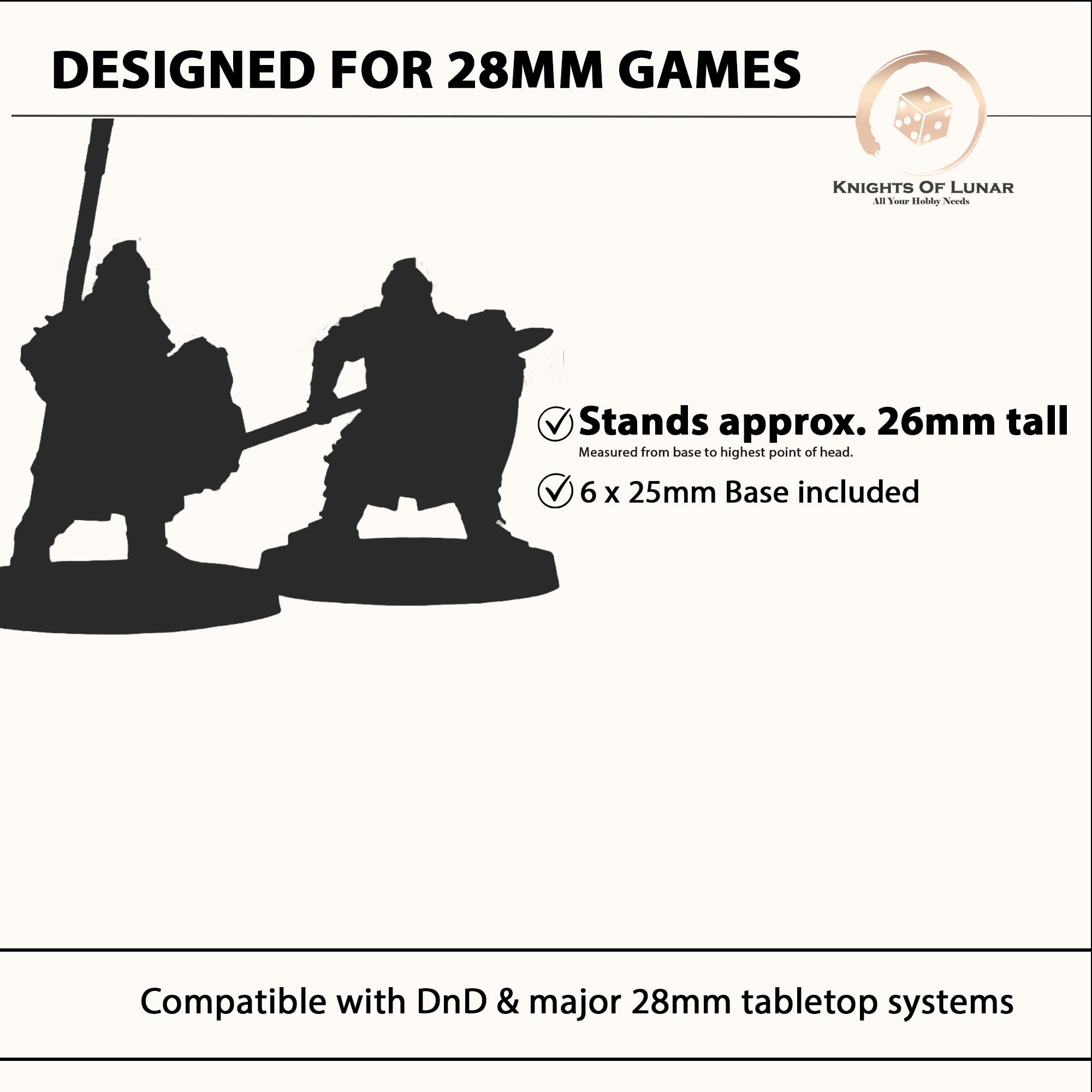 Silver Dwarf Spearmen 28mm Resin Miniatures – Fantasy Infantry for DnD and Wargaming