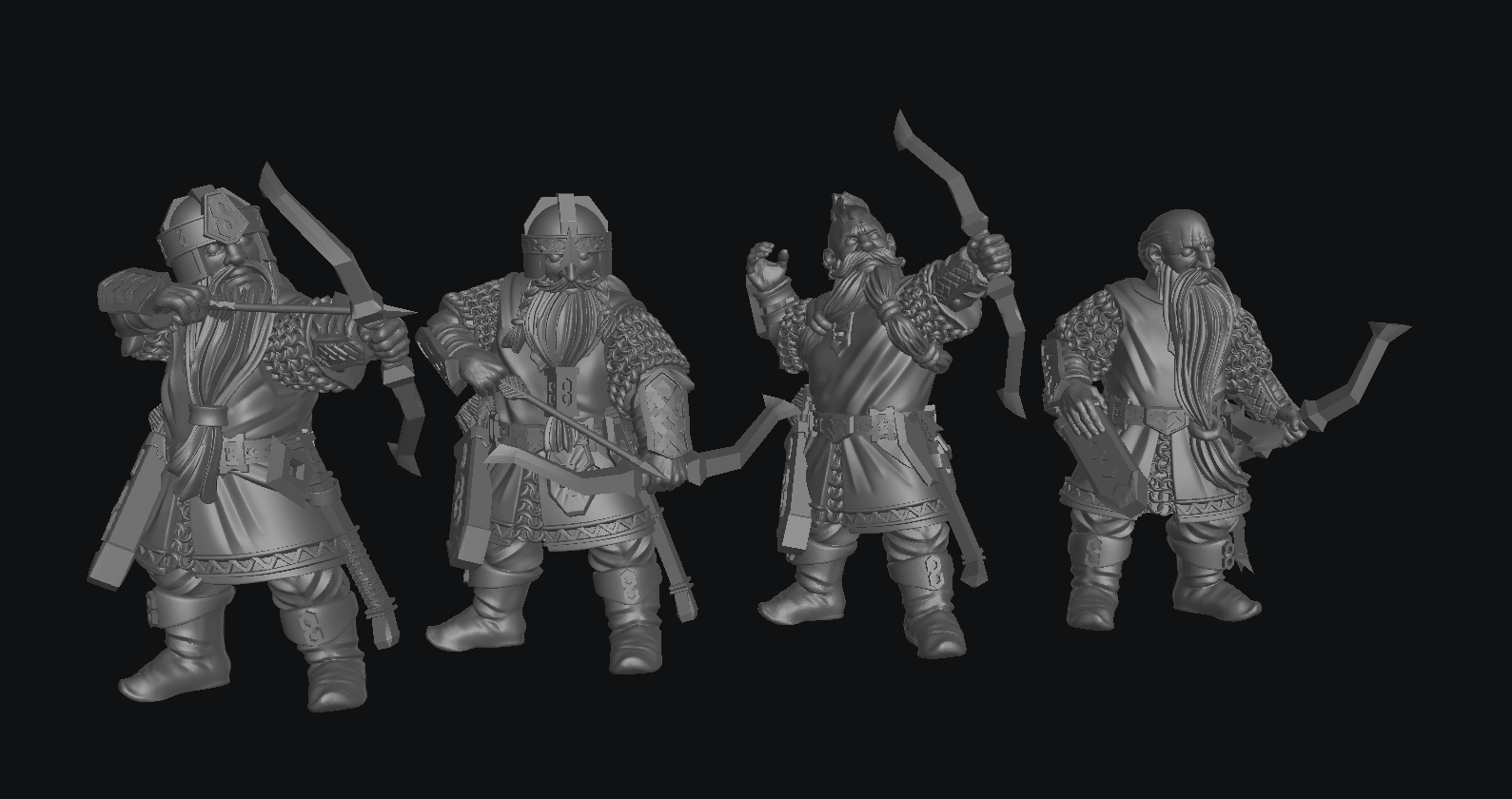Exiled Dwarves Bowmen 28mm Resin Miniatures – Dwarf Archers for DnD and Wargaming