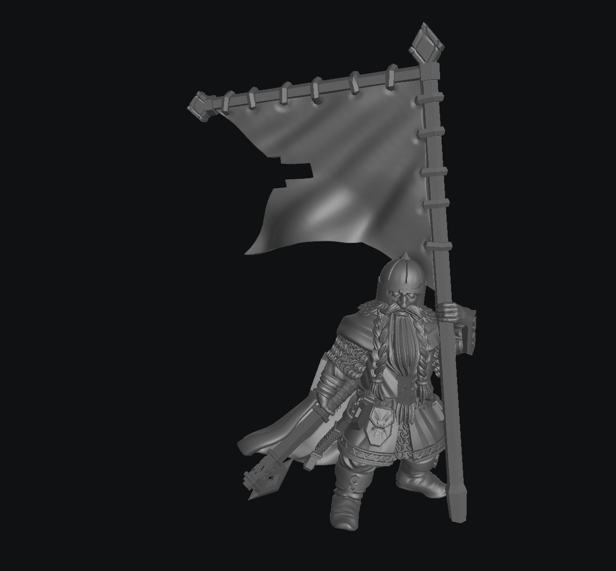 Exiled Dwarves Banner Bearer 28mm Resin Miniature – Dwarf Standard for DnD and Wargaming