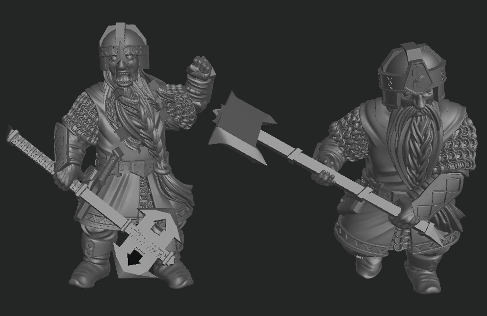 Exiled Dwarves Two-Handed Axe Warriors 28mm Resin Miniatures – Dwarf Infantry for DnD and Wargaming