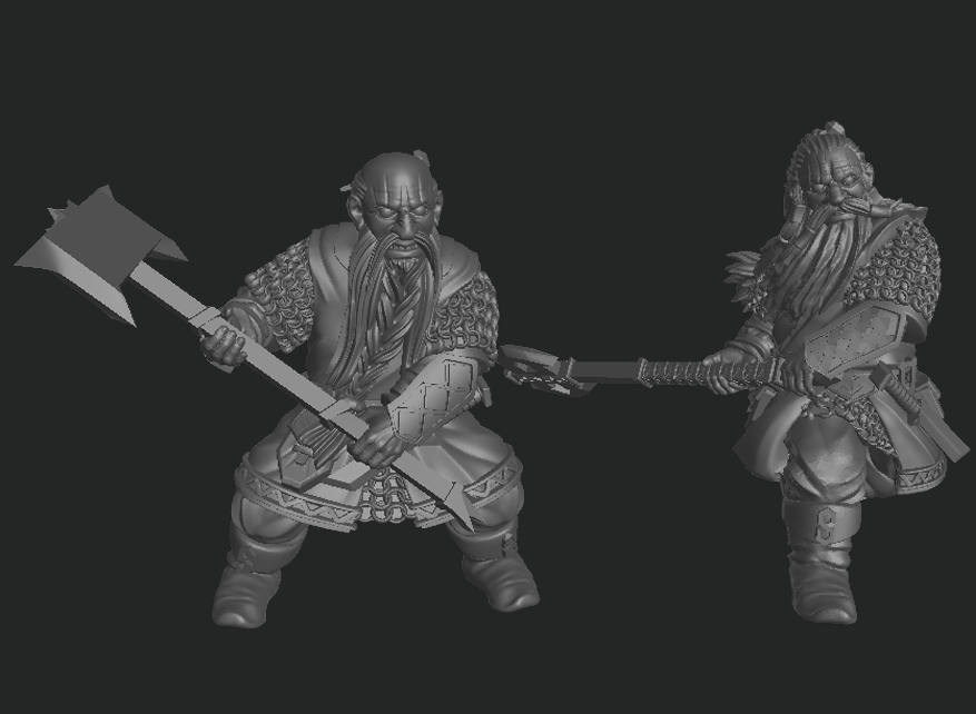 Exiled Dwarves Two-Handed Axe Warriors 28mm Resin Miniatures – Dwarf Infantry for DnD and Wargaming