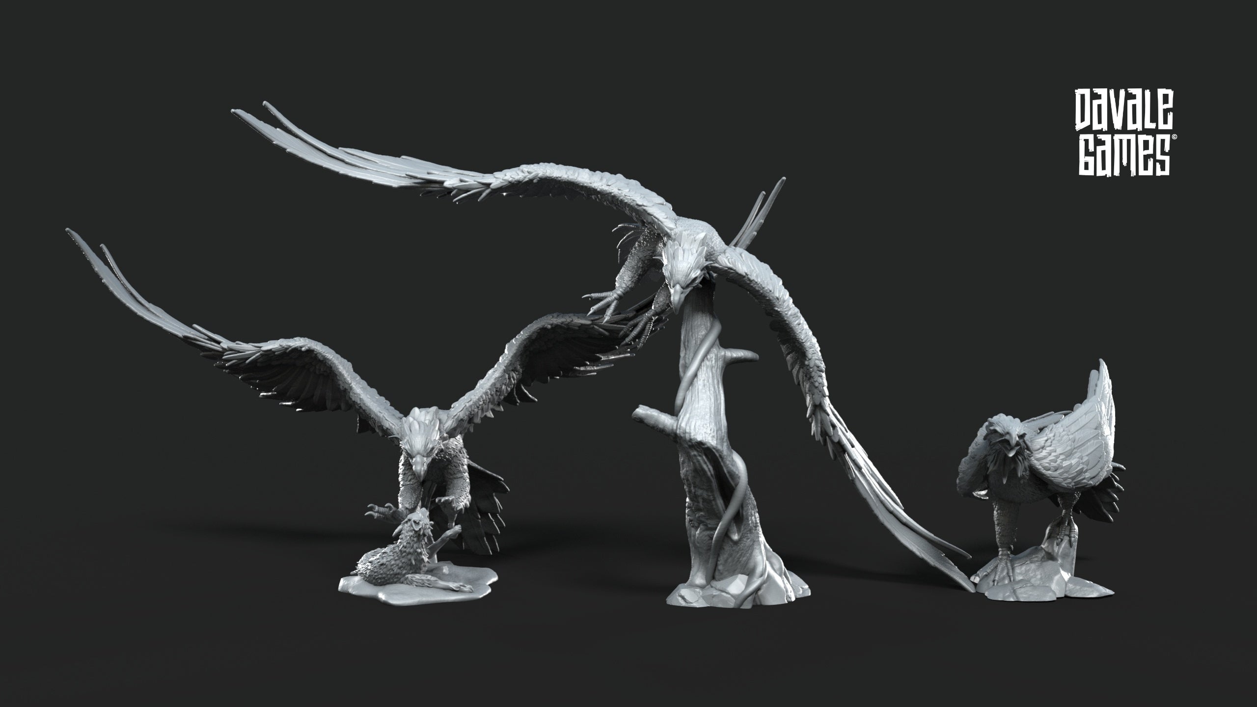Great Eagles 28mm Resin Miniatures Set of 3 – Fantasy Flying Beasts for DnD and Wargaming