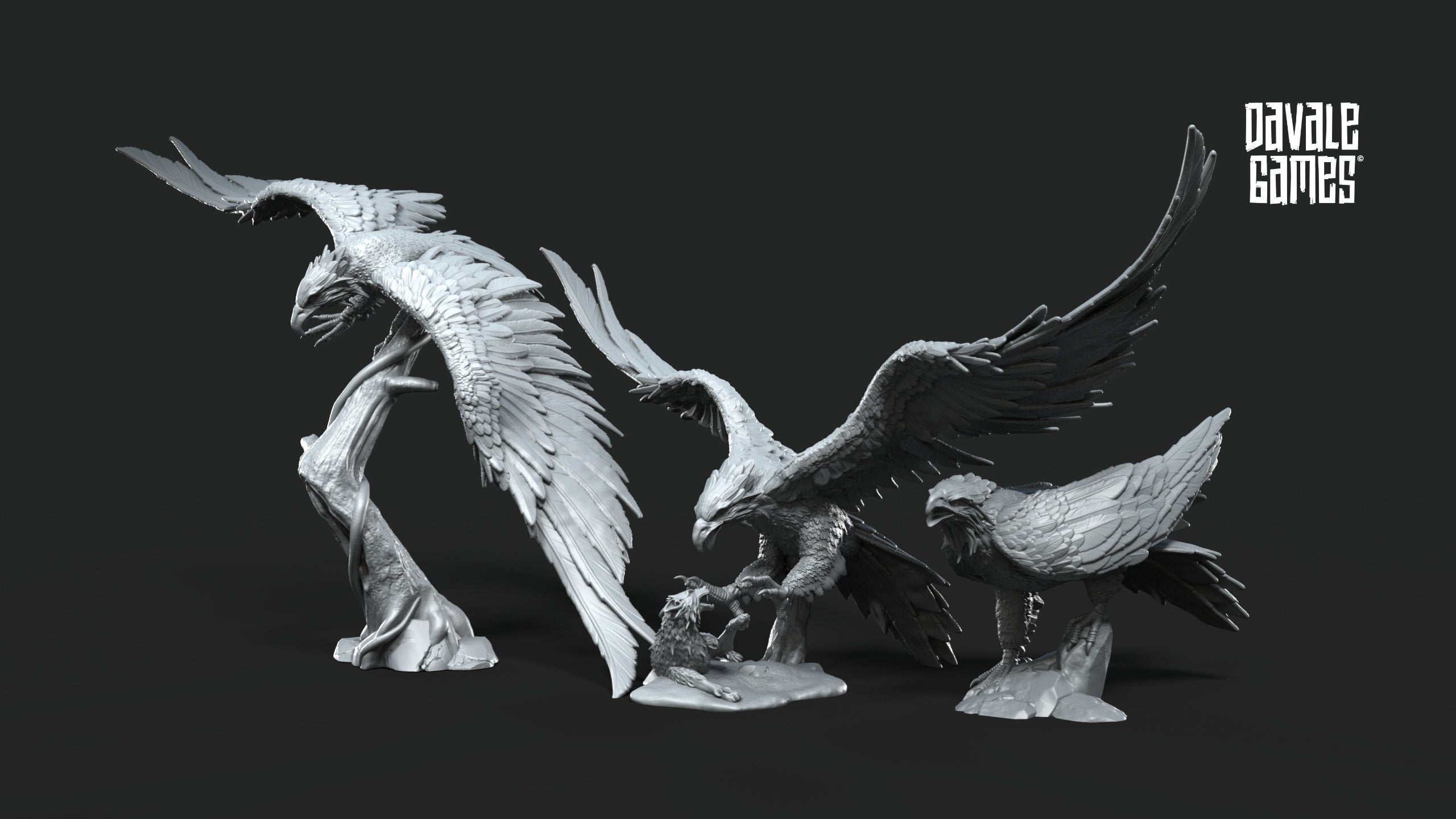 Great Eagles 28mm Resin Miniatures Set of 3 – Fantasy Flying Beasts for DnD and Wargaming