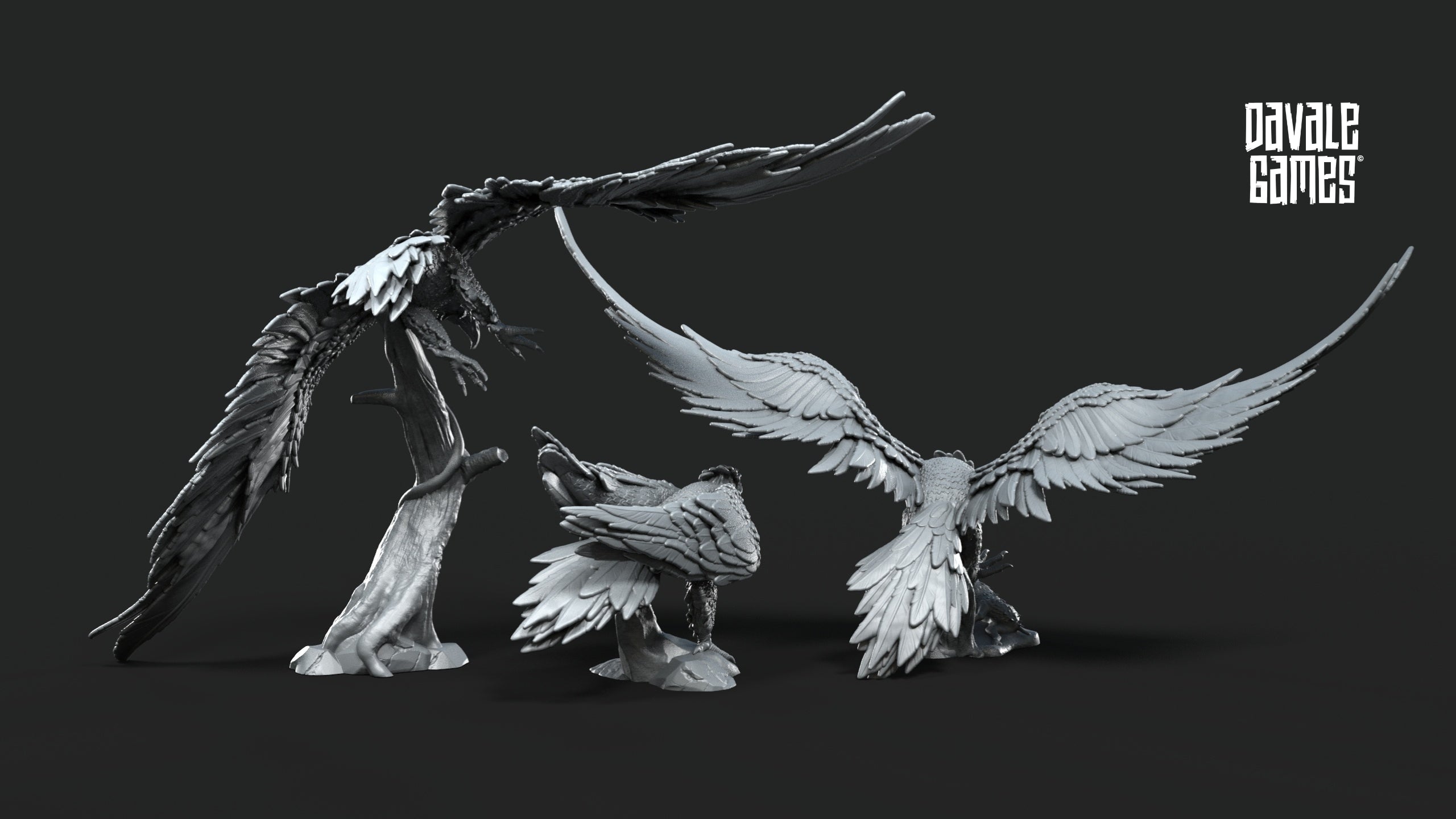Great Eagles 28mm Resin Miniatures Set of 3 – Fantasy Flying Beasts for DnD and Wargaming