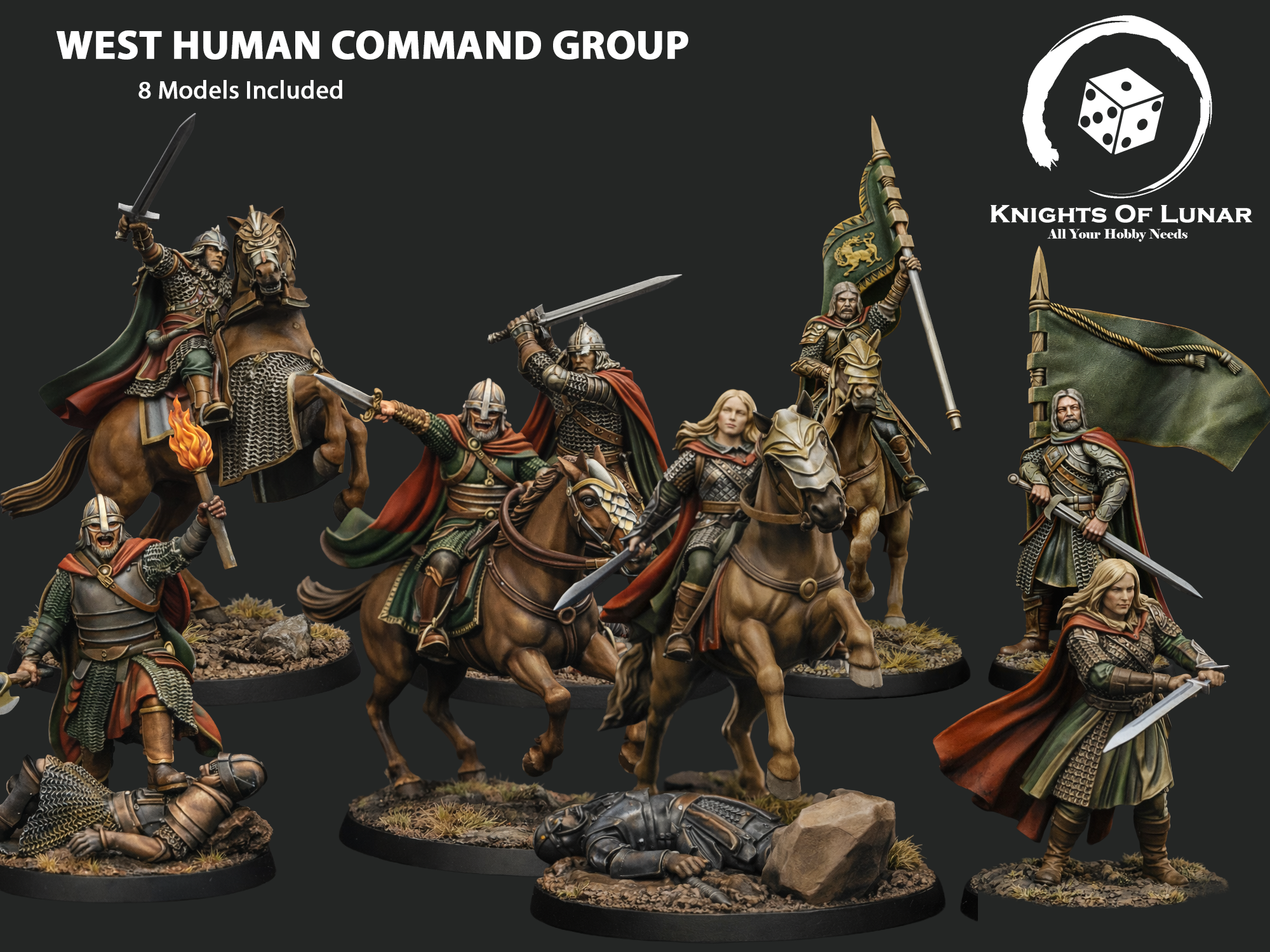 West Human Command Group 28mm Resin Miniatures – Fantasy Hero Set for DnD and Wargaming