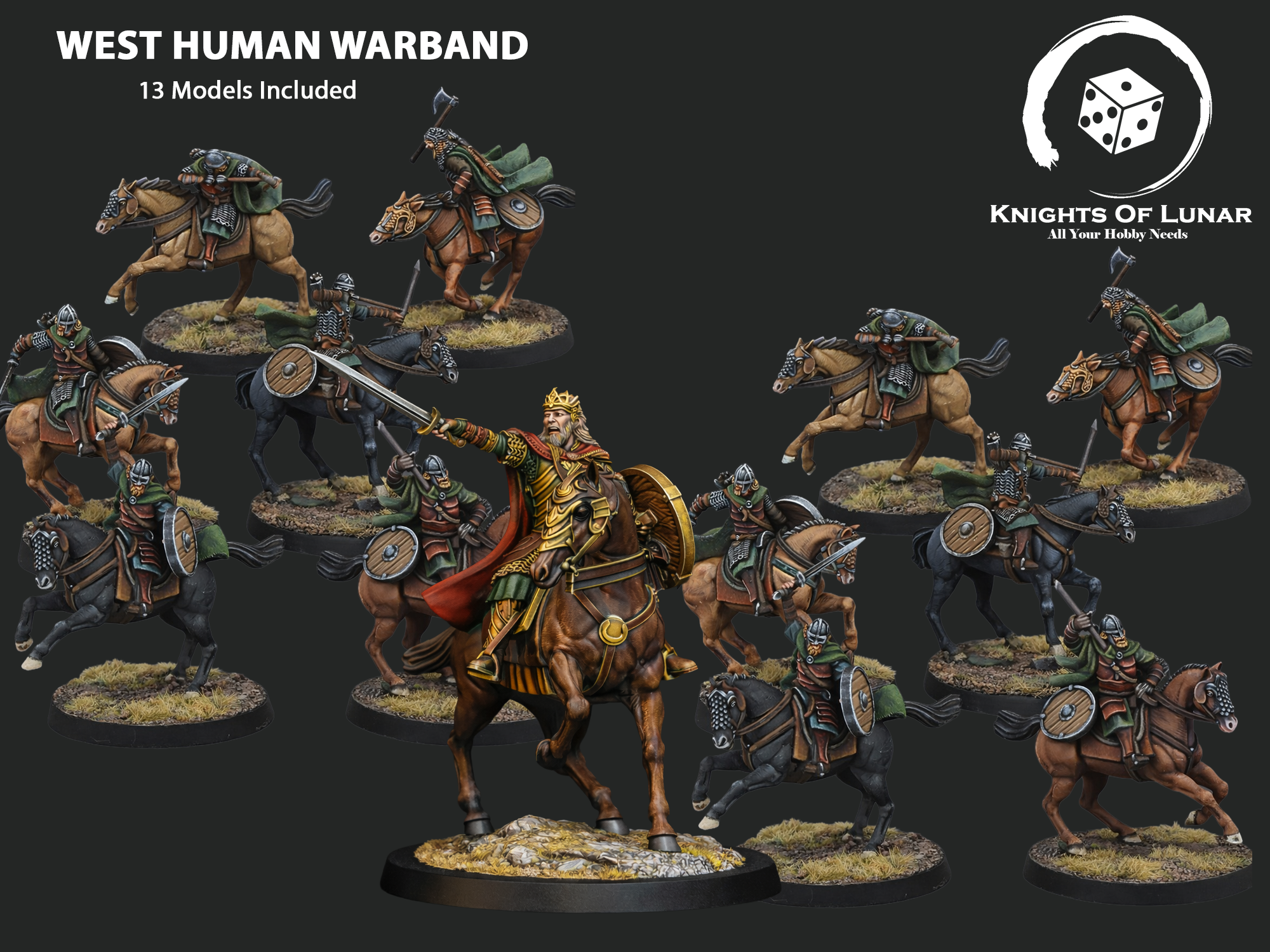 West Human Warband 28mm Resin Miniatures – Fantasy Cavalry Army for DnD and Wargaming