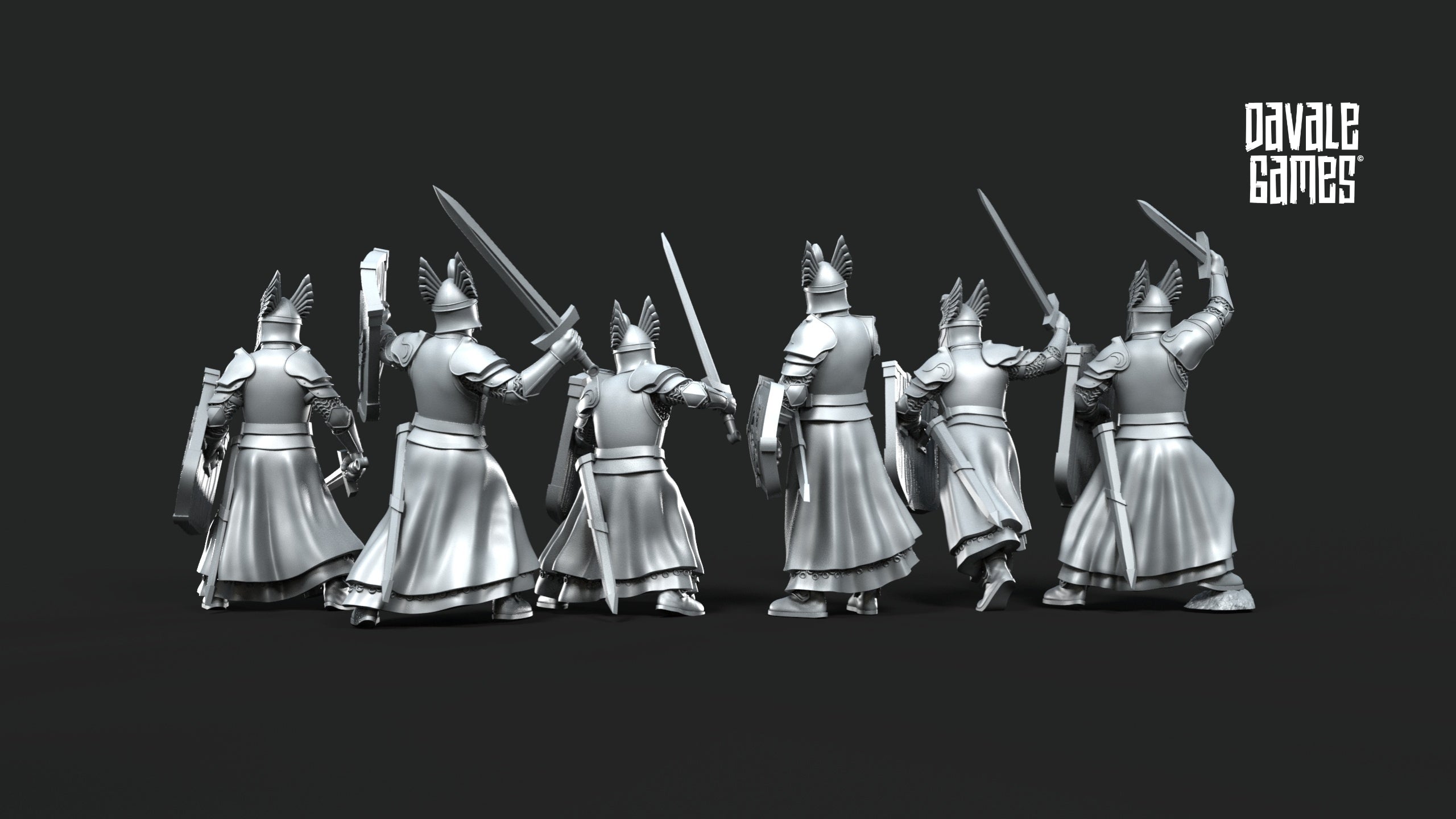 White Swan Warriors with Shields 28mm Resin Miniatures – Fantasy Infantry for DnD and Wargaming