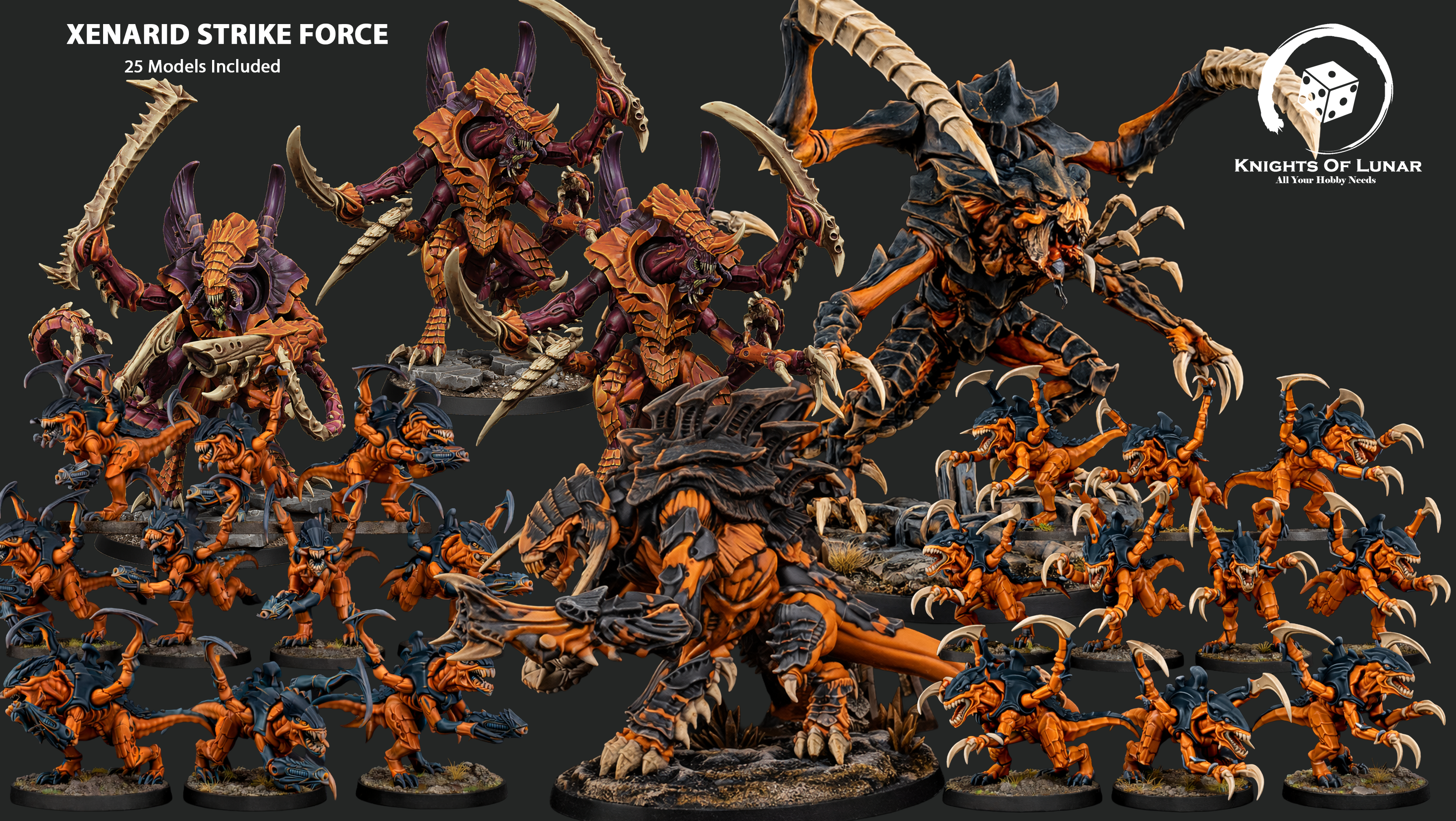 Xenarid Strike Force 32mm Resin Miniatures – Grimdark Sci Fi Alien Army for Wargaming