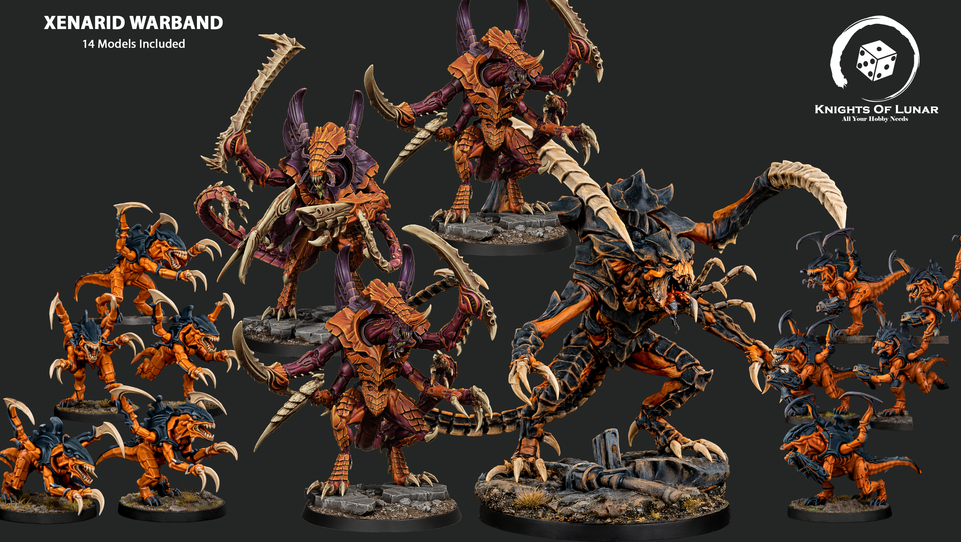 Xenarid Warband 32mm Resin Miniatures – Grimdark Sci Fi Alien Army for Wargaming