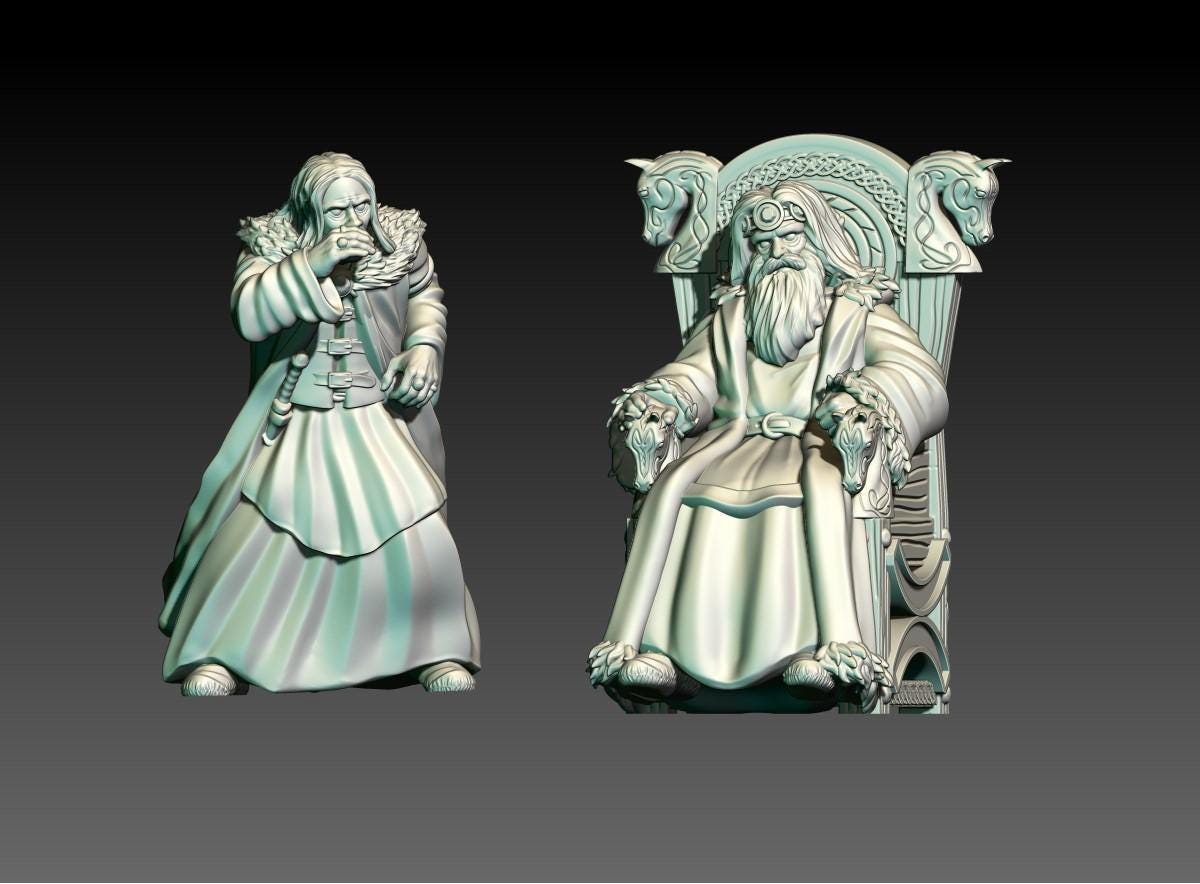 Corrupted King on Throne 28mm dnd miniature dungeon and dragons wargaming miniature tabletop wargame fantasy miniature for painting